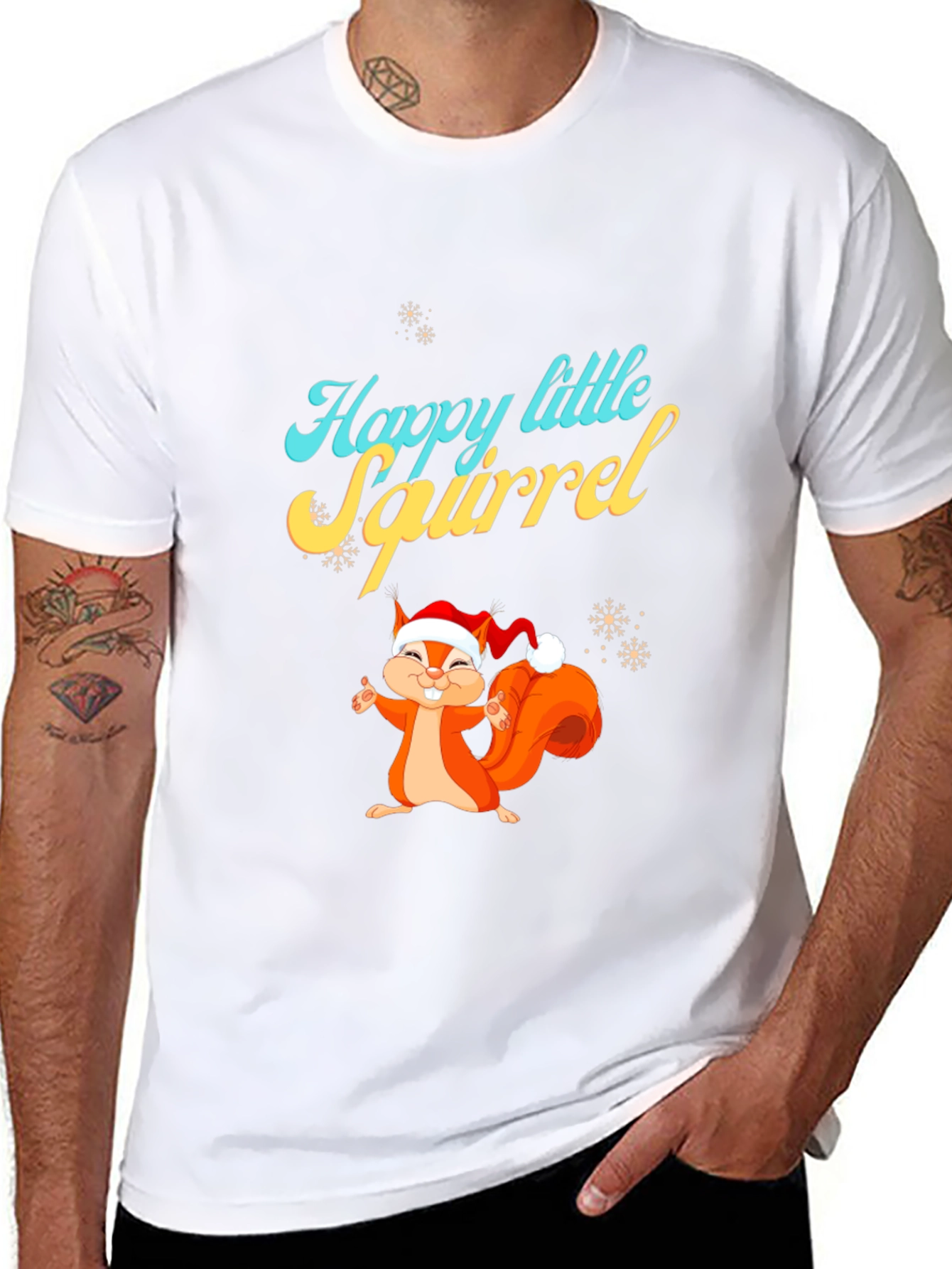 Happy Little Squirrel Christmas Graphic Tee
