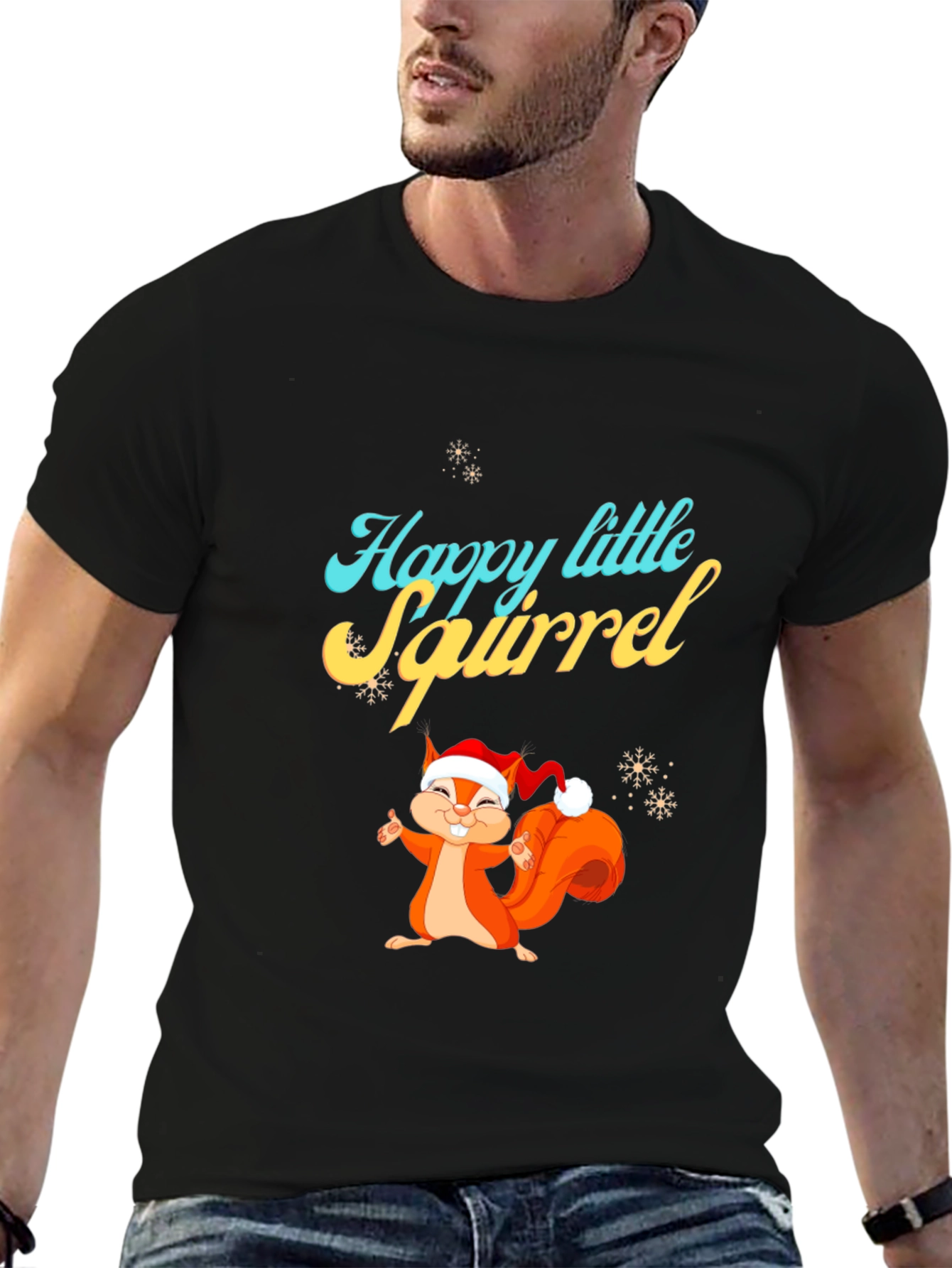 Happy Little Squirrel Christmas Graphic Tee