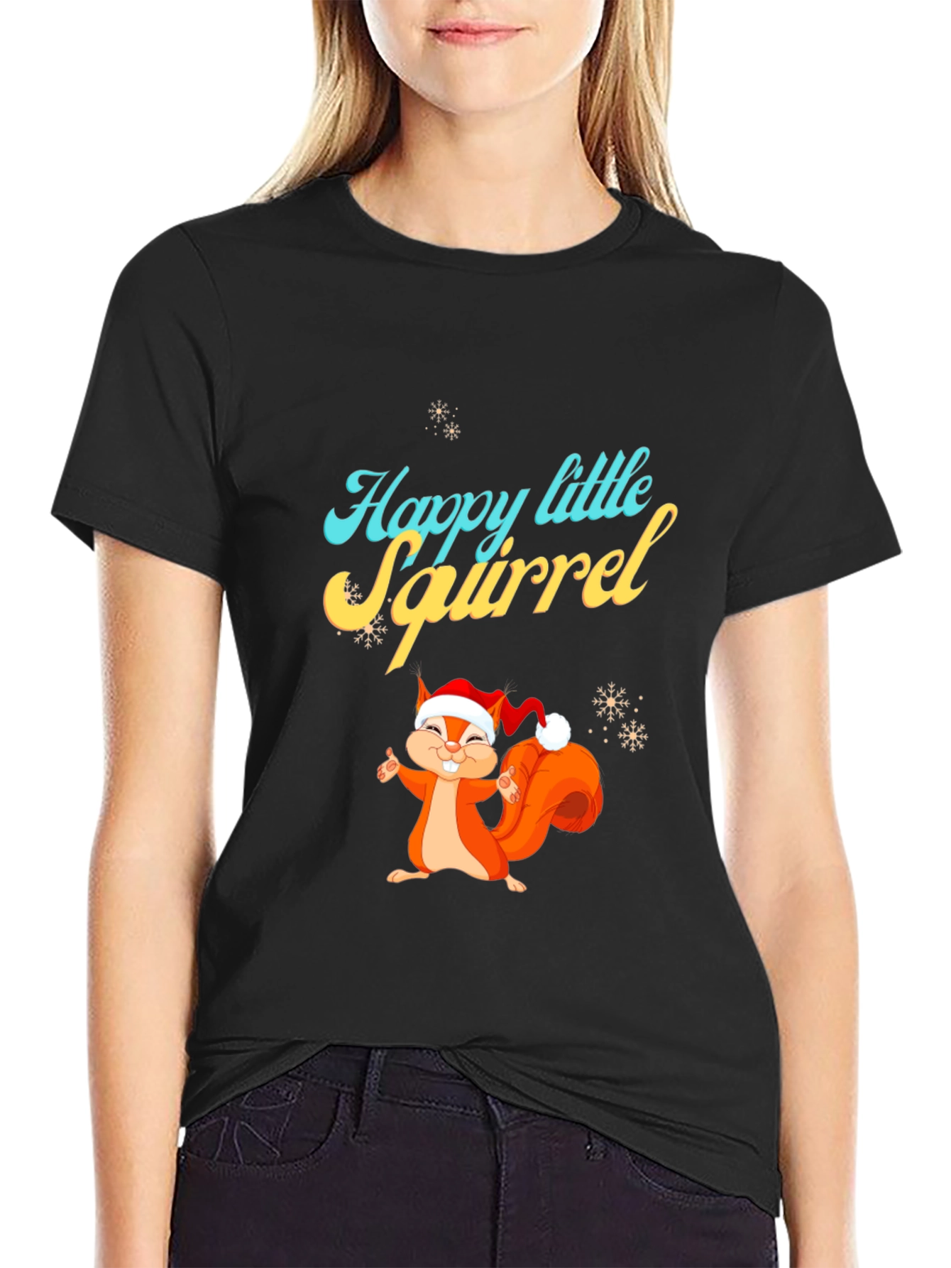 Happy Little Squirrel Christmas Graphic Tee