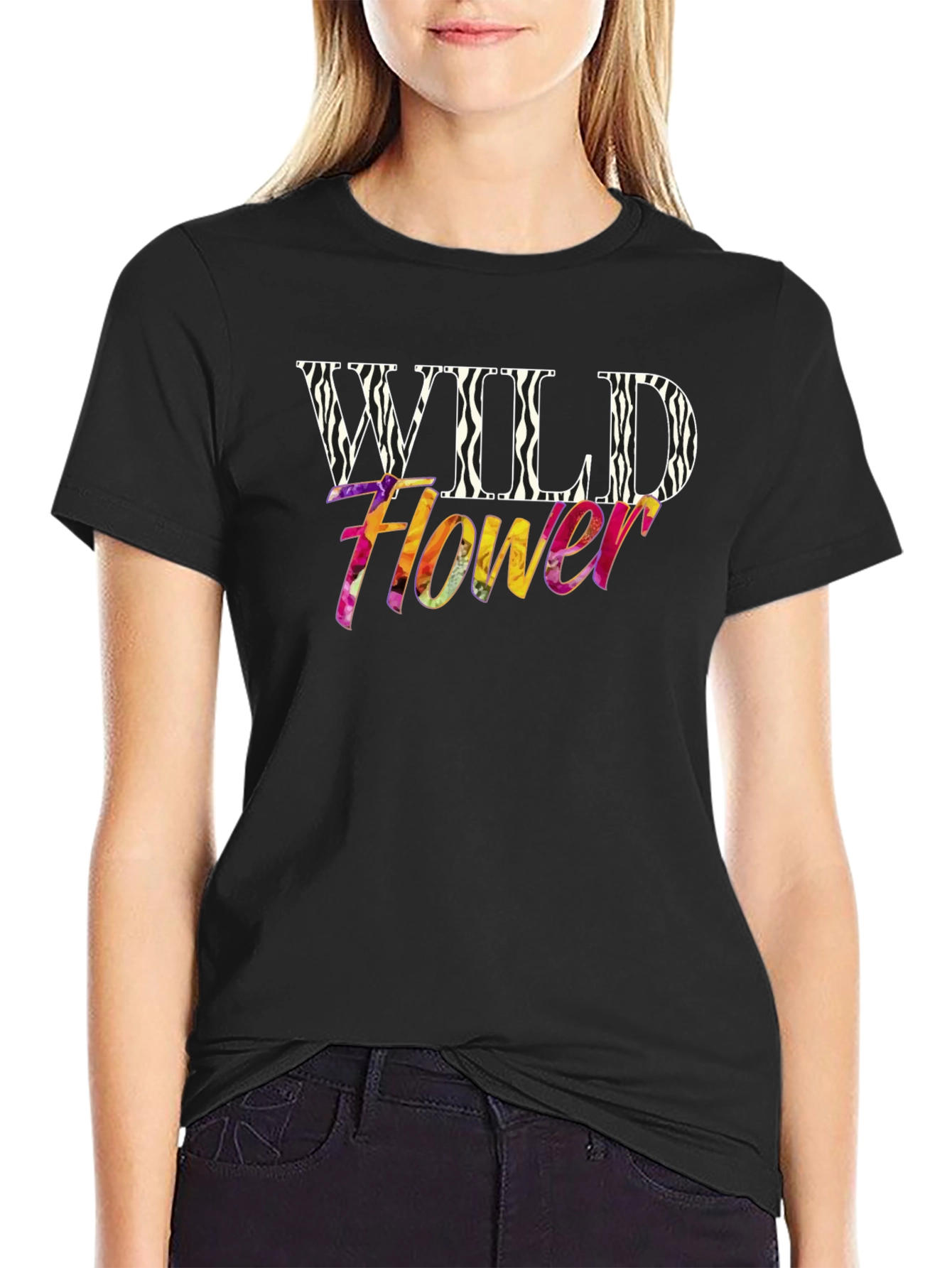 Wildflower Zebra Print Graphic T-Shirt
