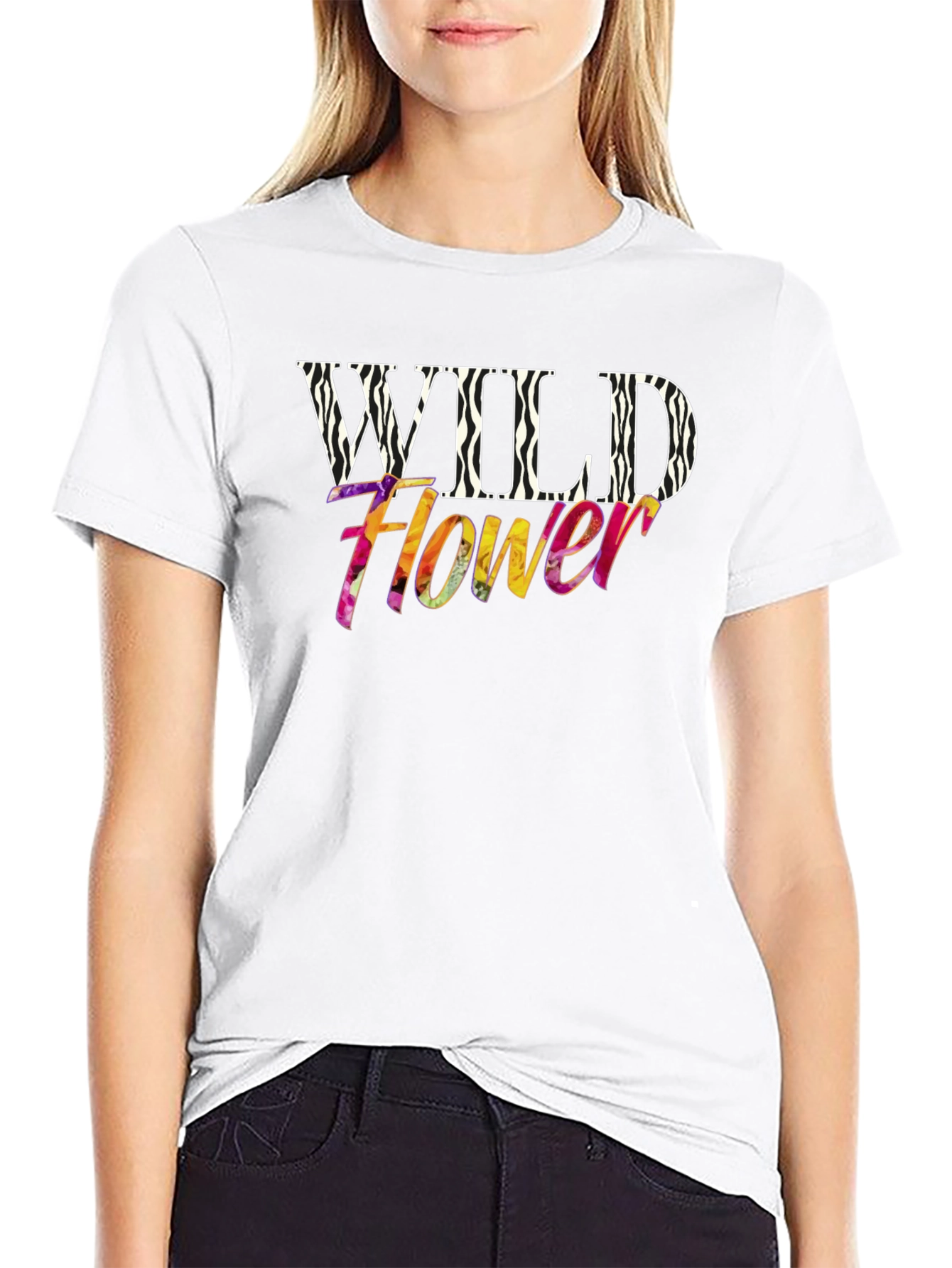 Wildflower Zebra Print Graphic T-Shirt