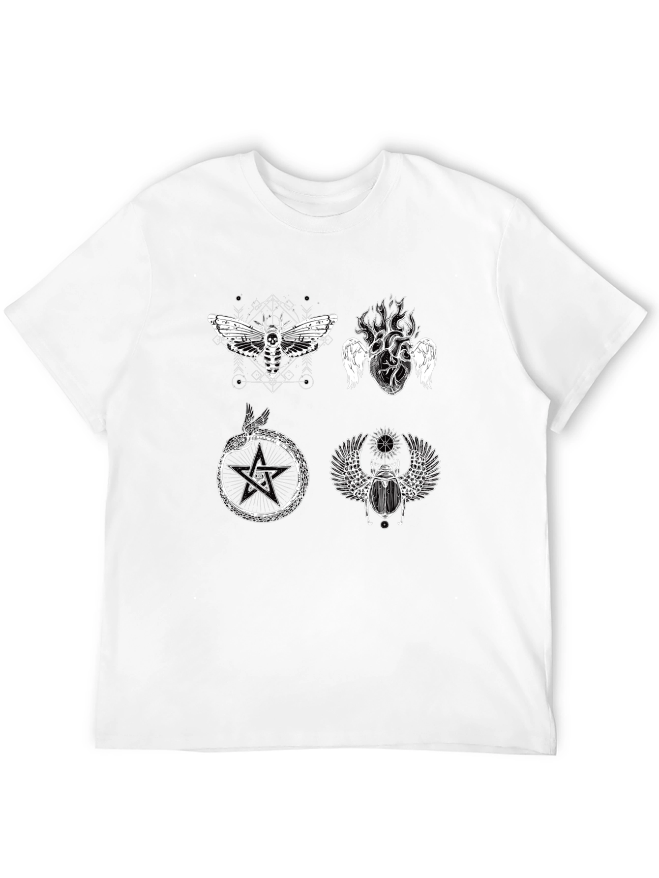 Occult Symbol Graphic Print Black T-Shirt