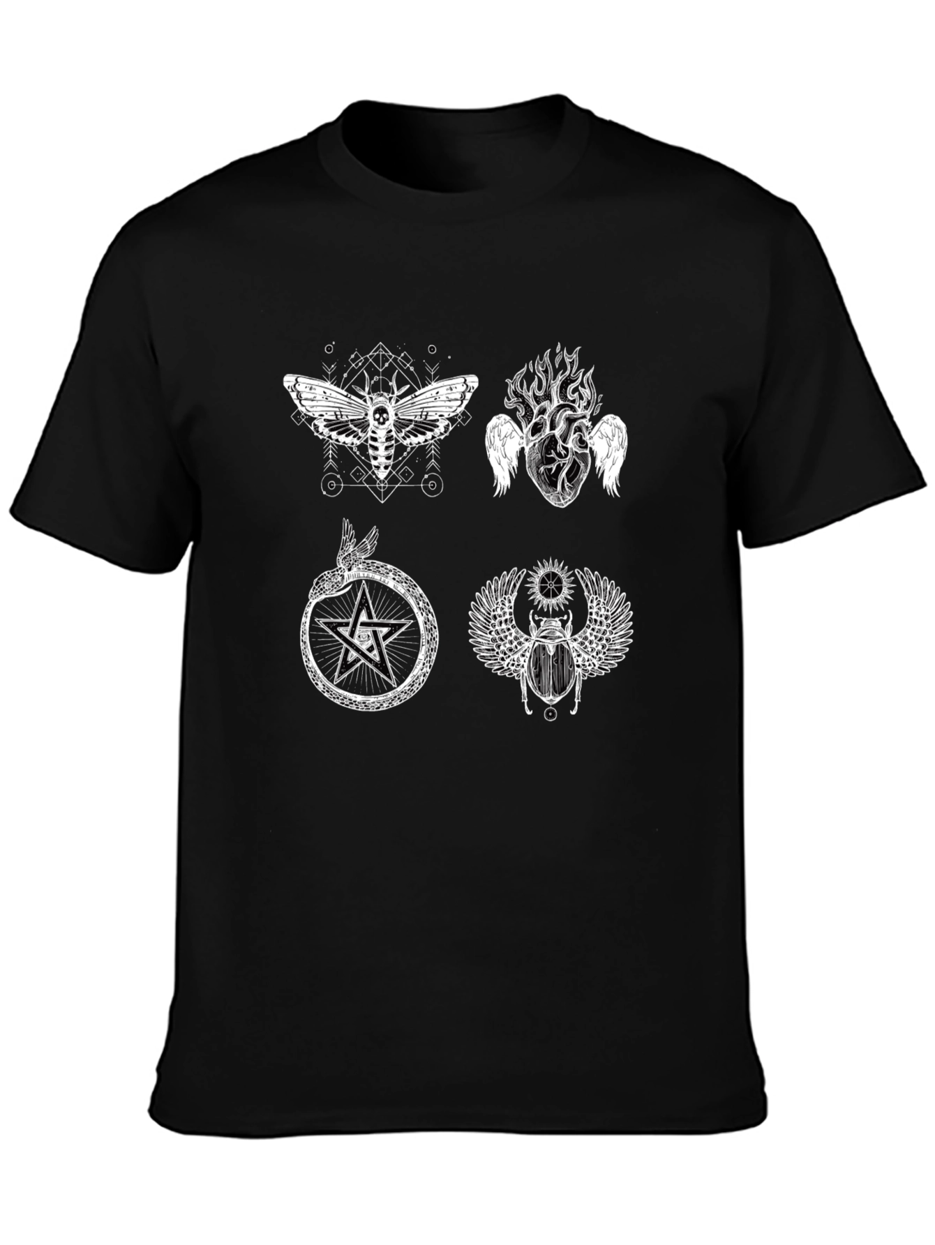Occult Symbol Graphic Print Black T-Shirt