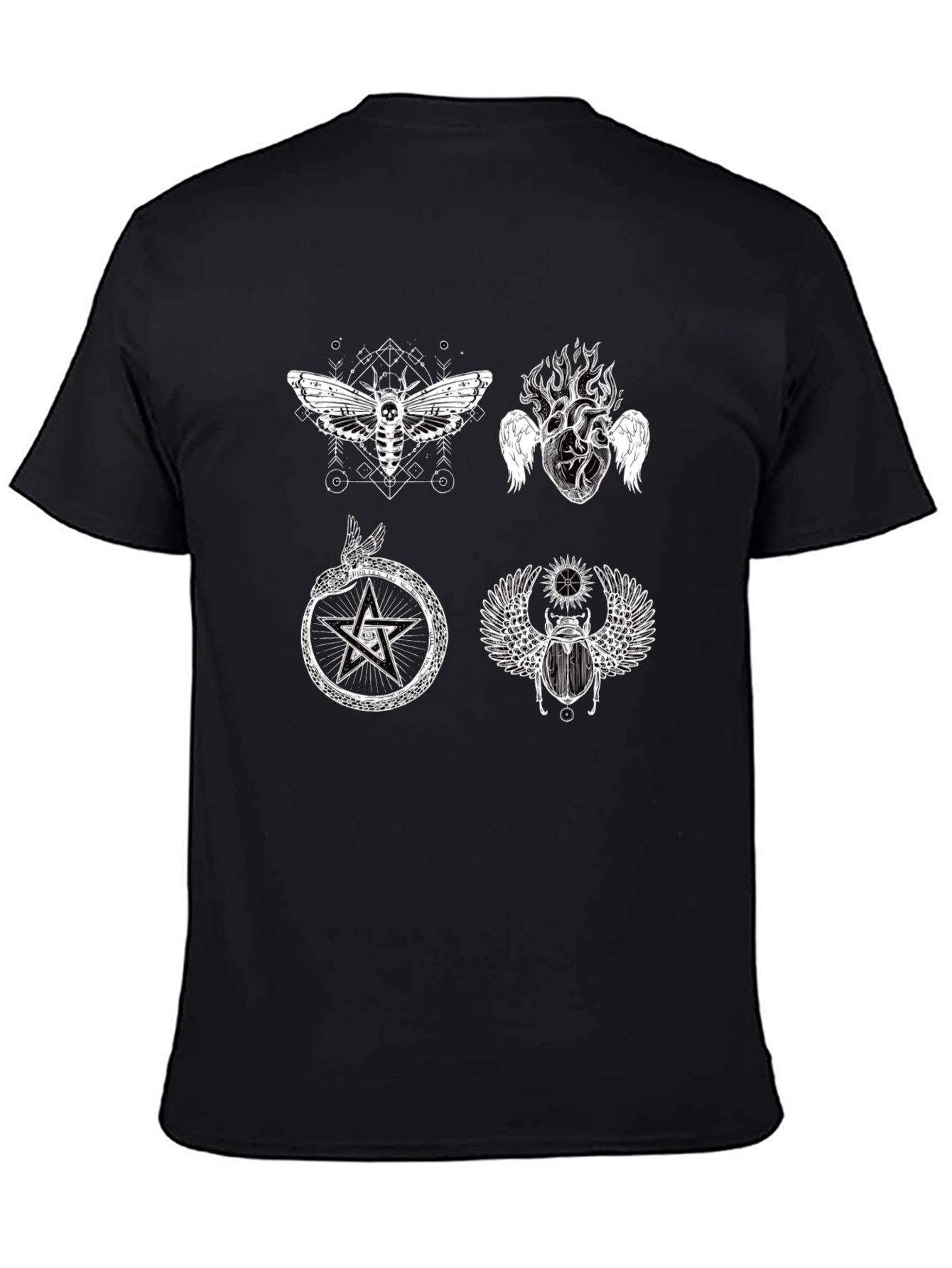 Occult Symbol Graphic Print Black T-Shirt
