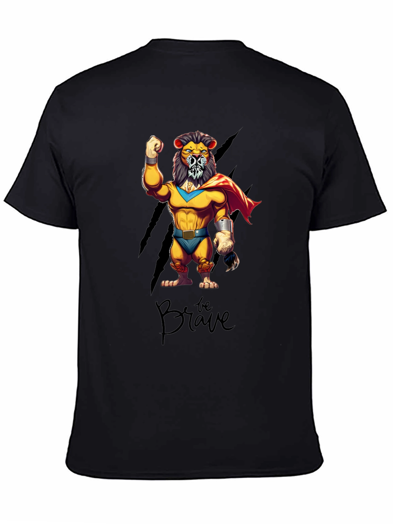 Be Brave Lion Superhero Graphic T-Shirt