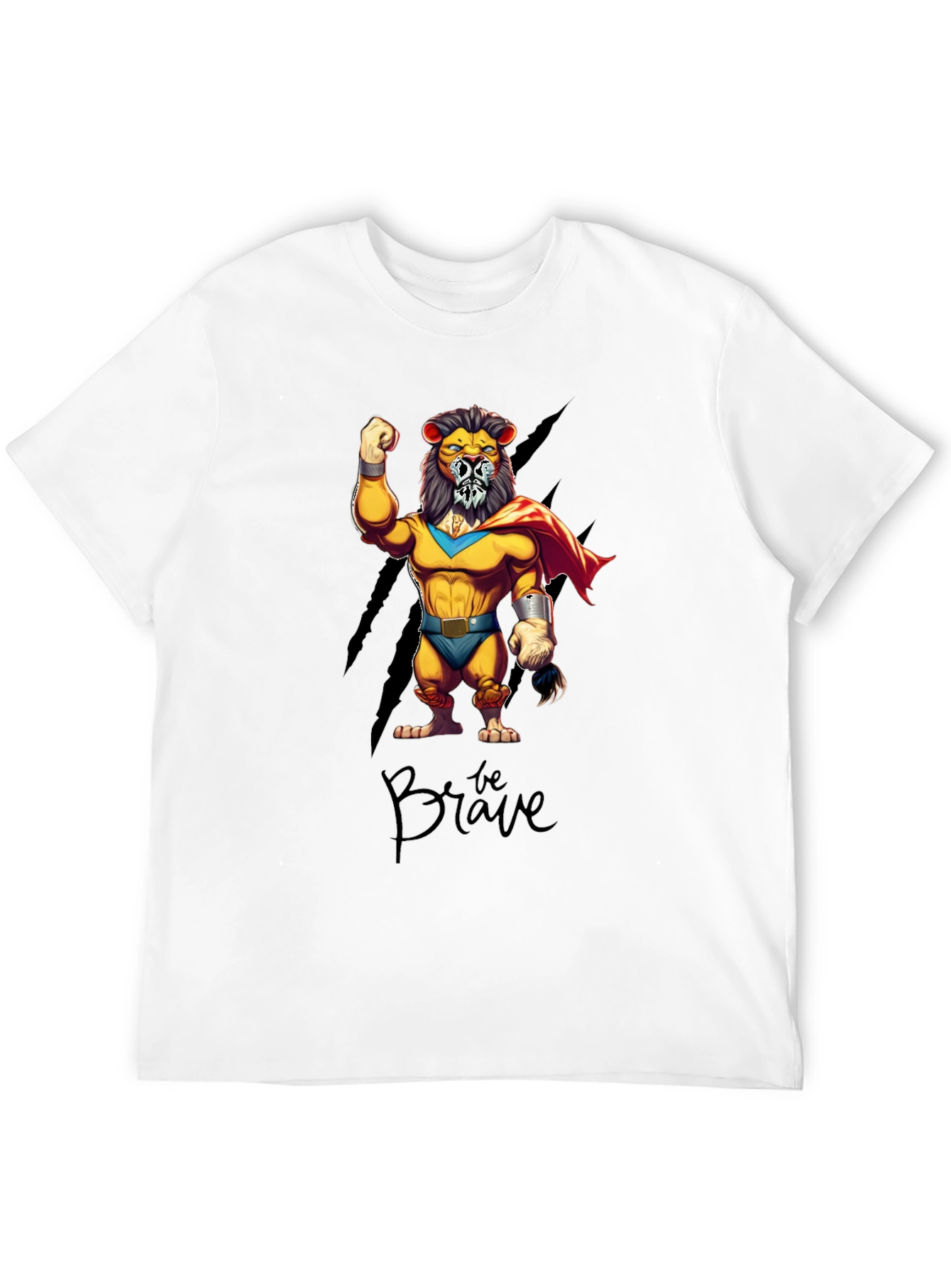 Be Brave Lion Superhero Graphic T-Shirt