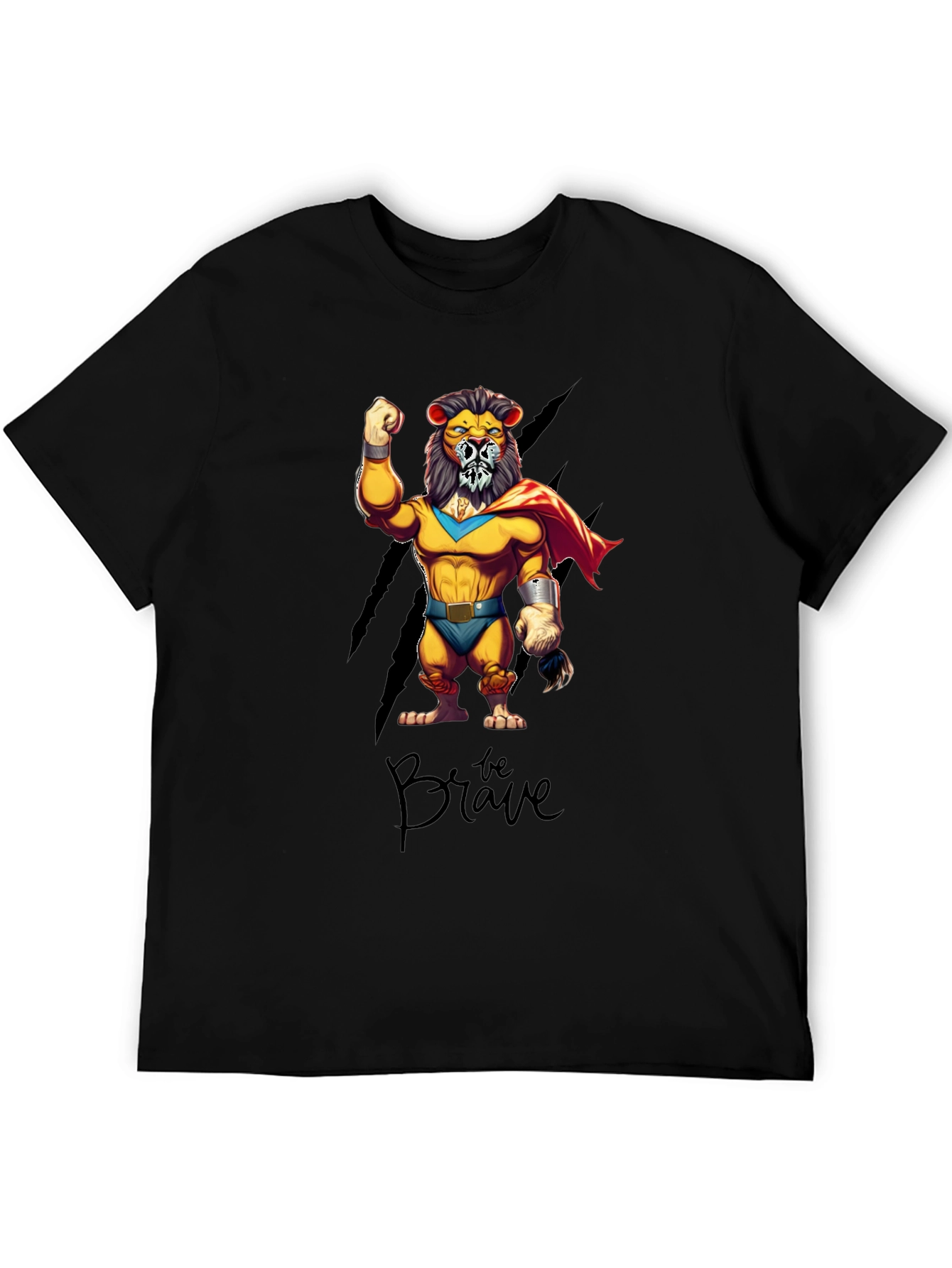 Be Brave Lion Superhero Graphic T-Shirt