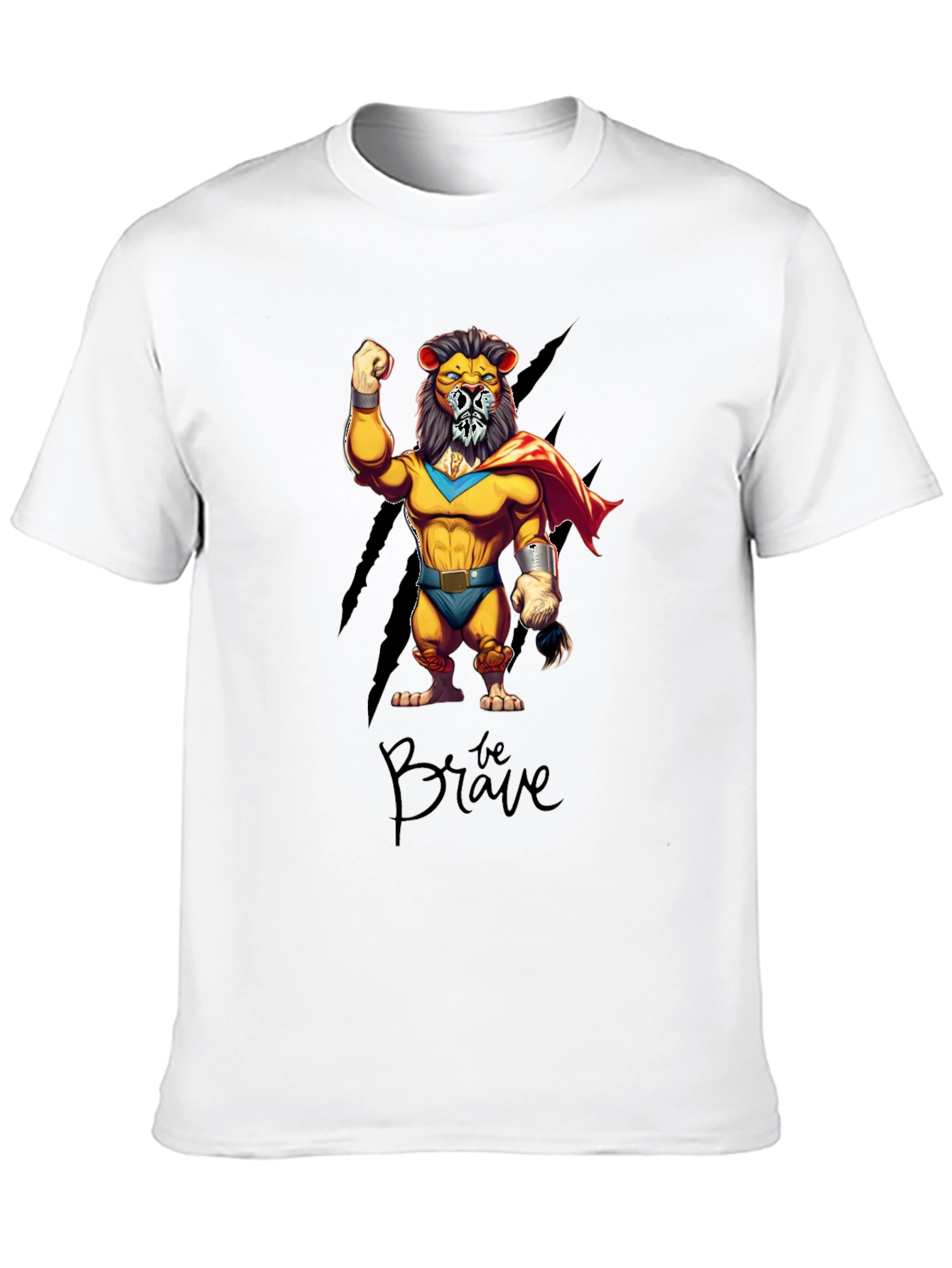 Be Brave Lion Superhero Graphic T-Shirt