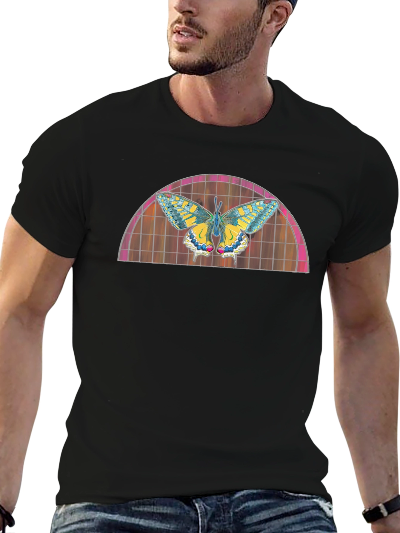 Butterfly Stained Glass Graphic T-Shirt
