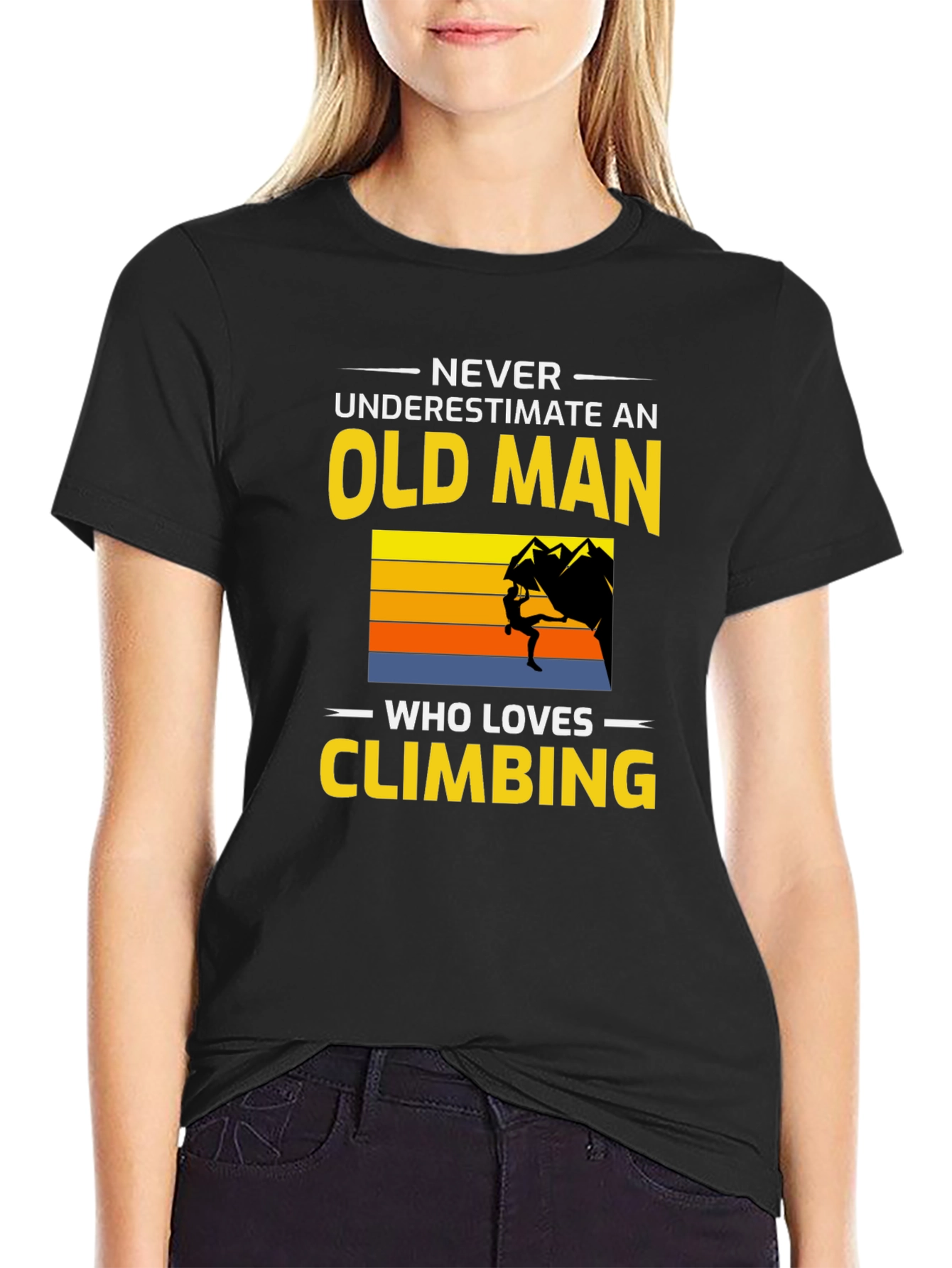 Never Underestimate Old Man Who Loves Climbing T-Shirt