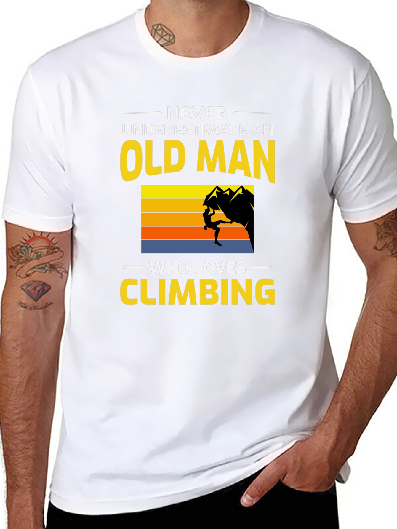 Never Underestimate Old Man Who Loves Climbing T-Shirt