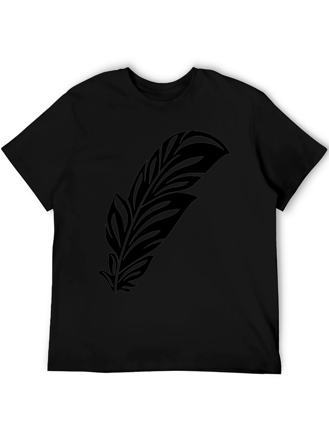 Mens Black Feather Graphic Tee - Stylish Comfort