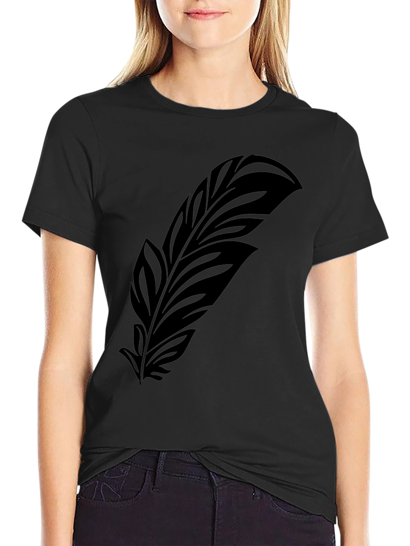 Mens Black Feather Graphic Tee - Stylish Comfort