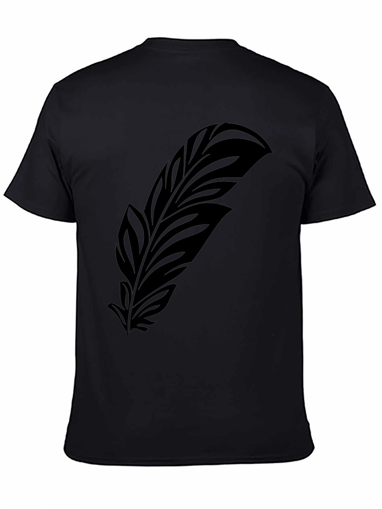 Mens Black Feather Graphic Tee - Stylish Comfort