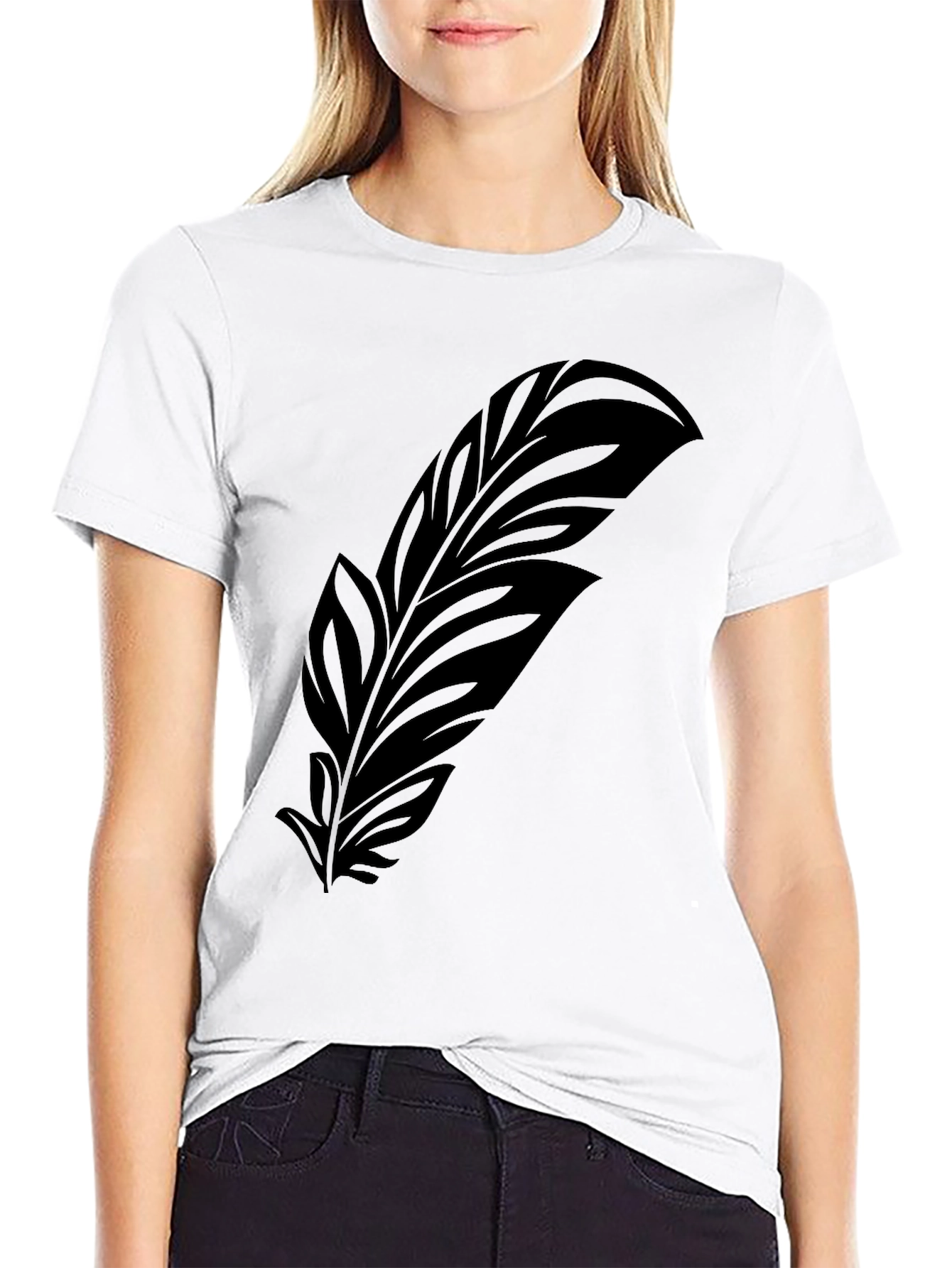 Mens Black Feather Graphic Tee - Stylish Comfort
