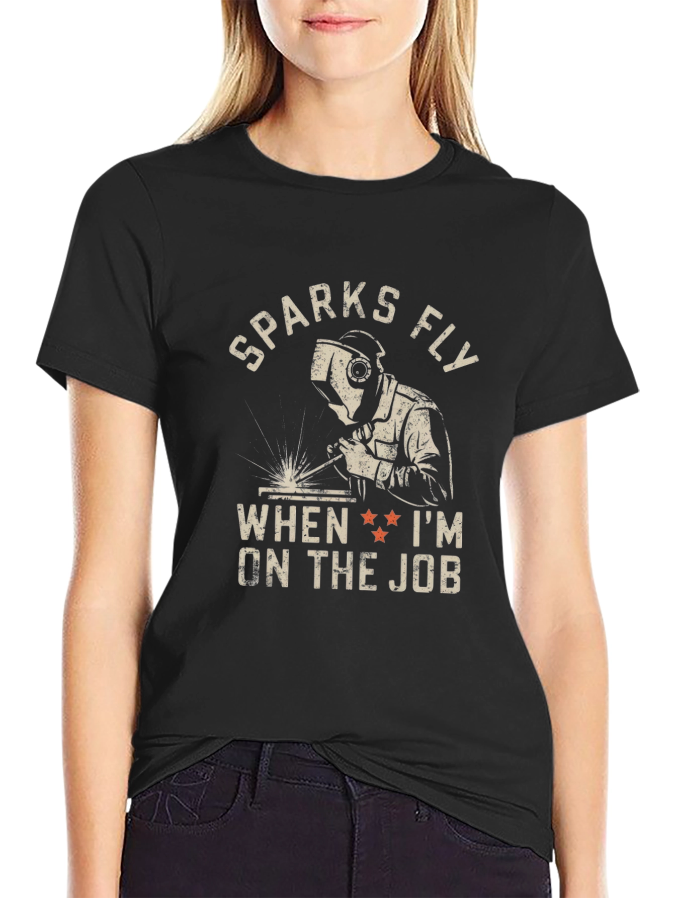 Sparks Fly Welder Graphic Tee - Black