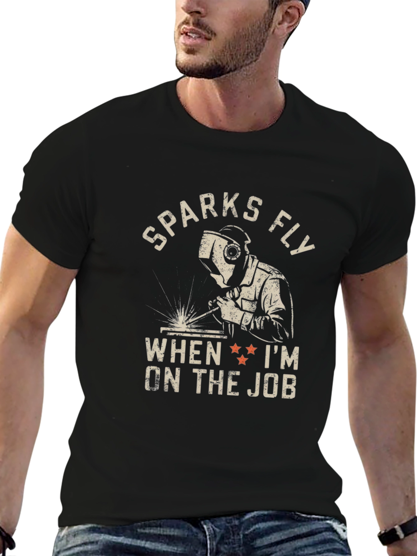 Sparks Fly Welder Graphic Tee - Black