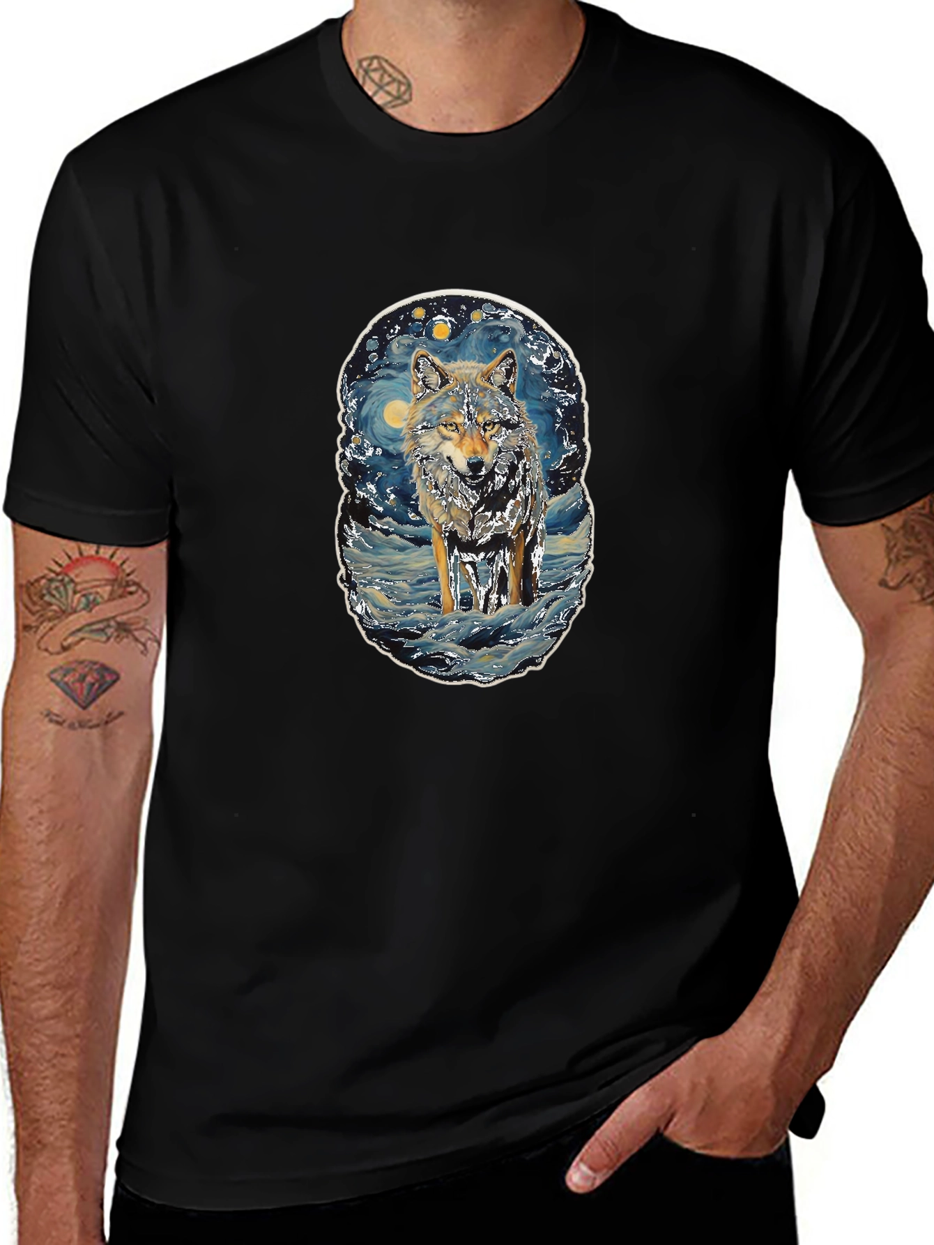 Wolf Starry Night T-Shirt
