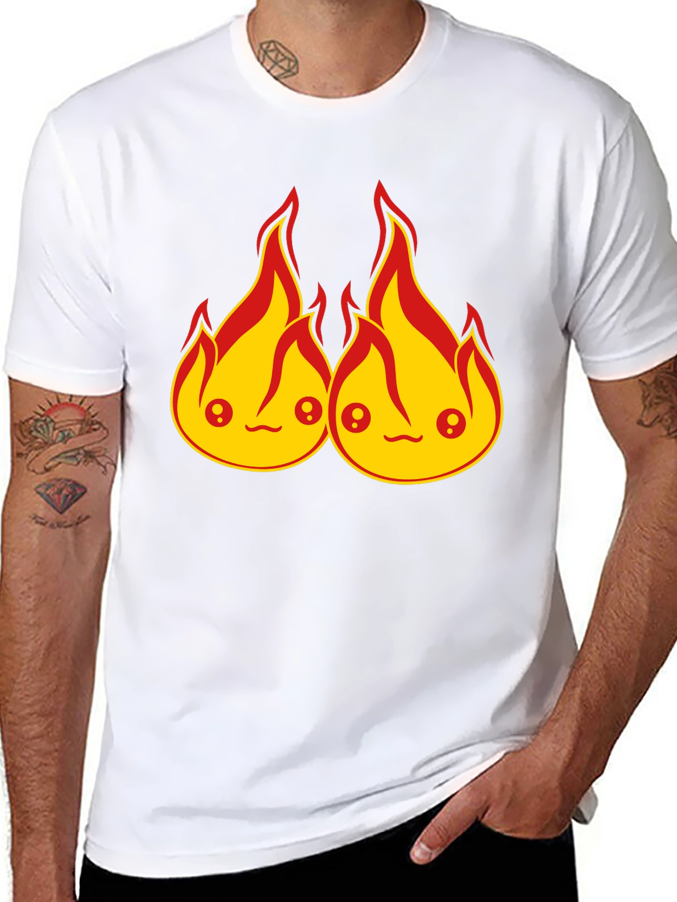 Kawaii Fire Flames Graphic T-Shirt - Cute Design