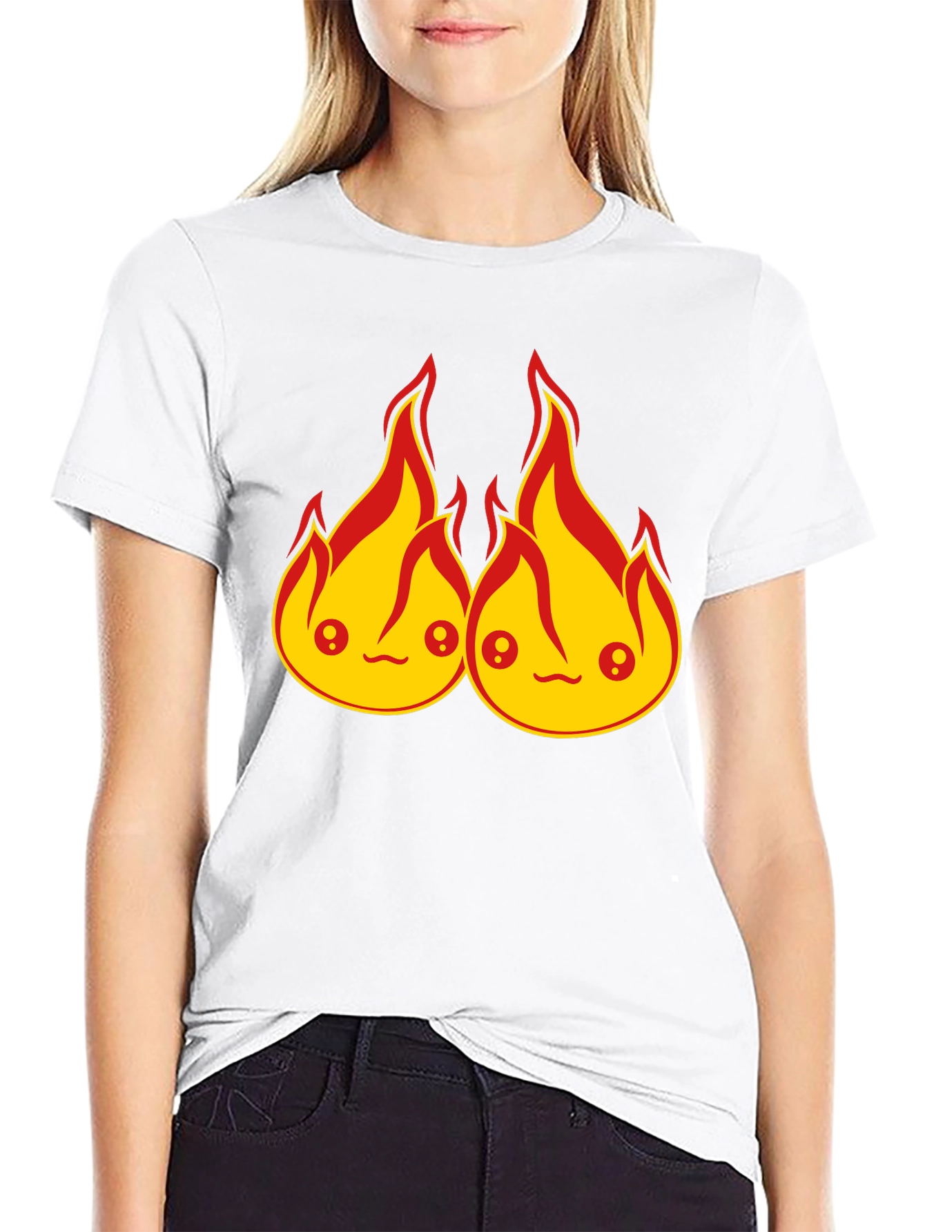 Kawaii Fire Flames Graphic T-Shirt - Cute Design
