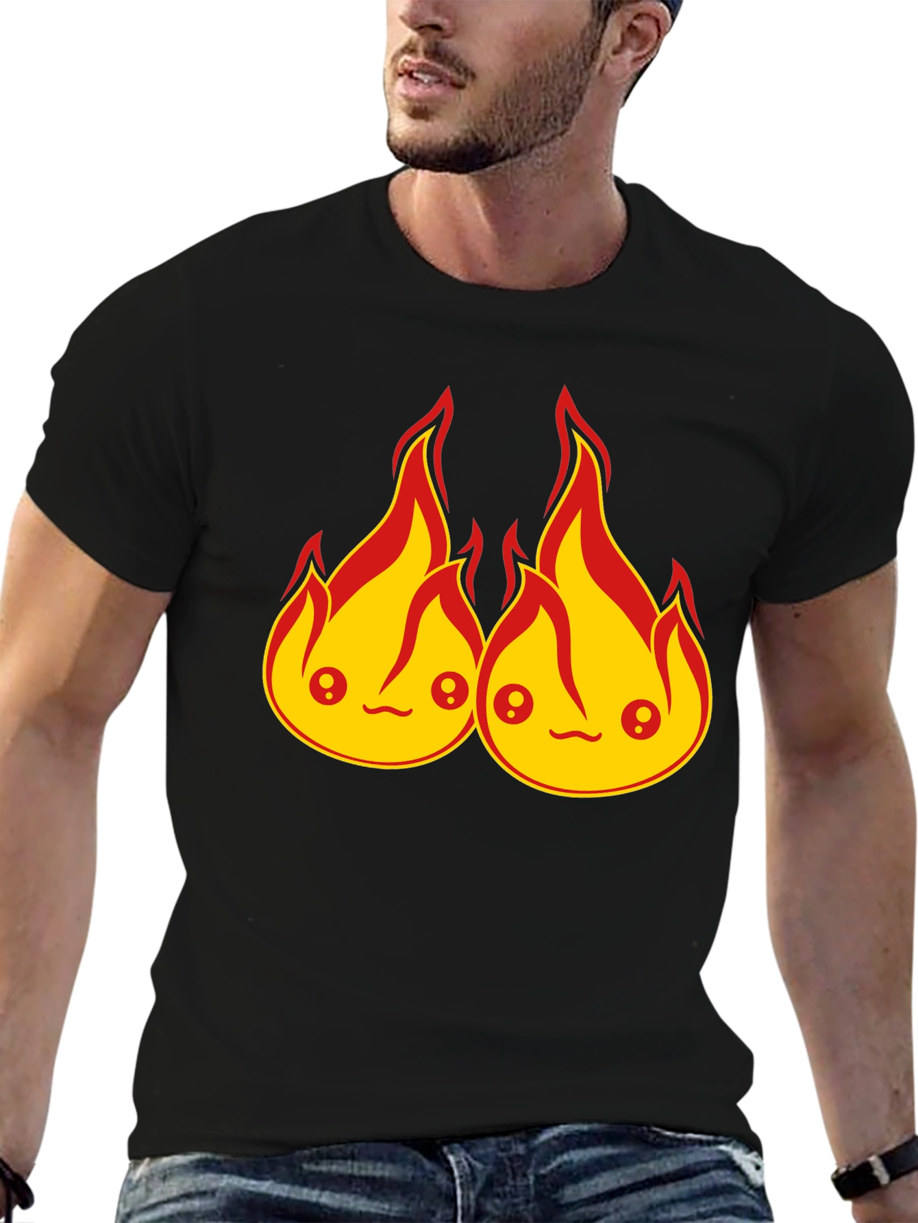 Kawaii Fire Flames Graphic T-Shirt - Cute Design