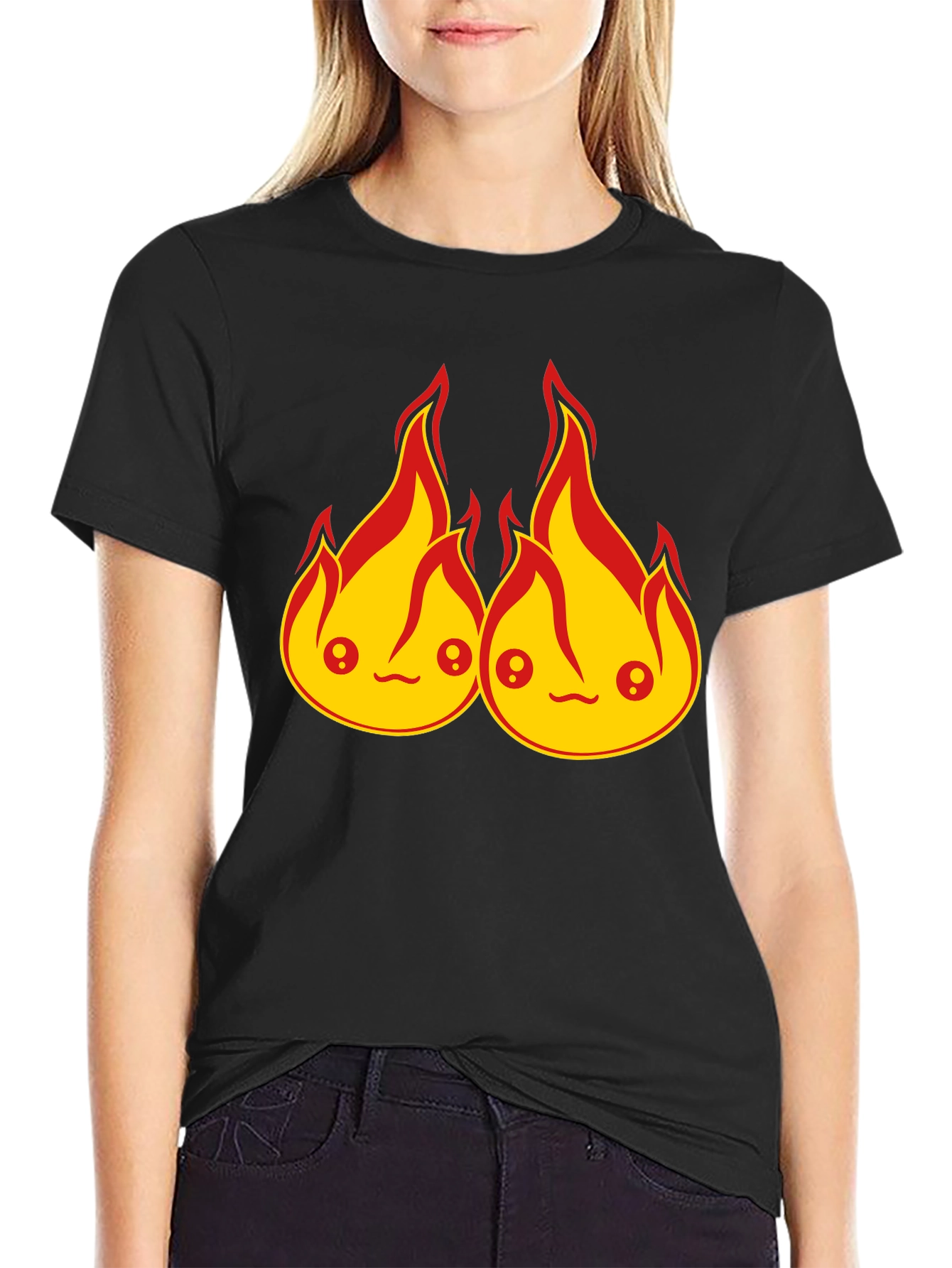 Kawaii Fire Flames Graphic T-Shirt - Cute Design