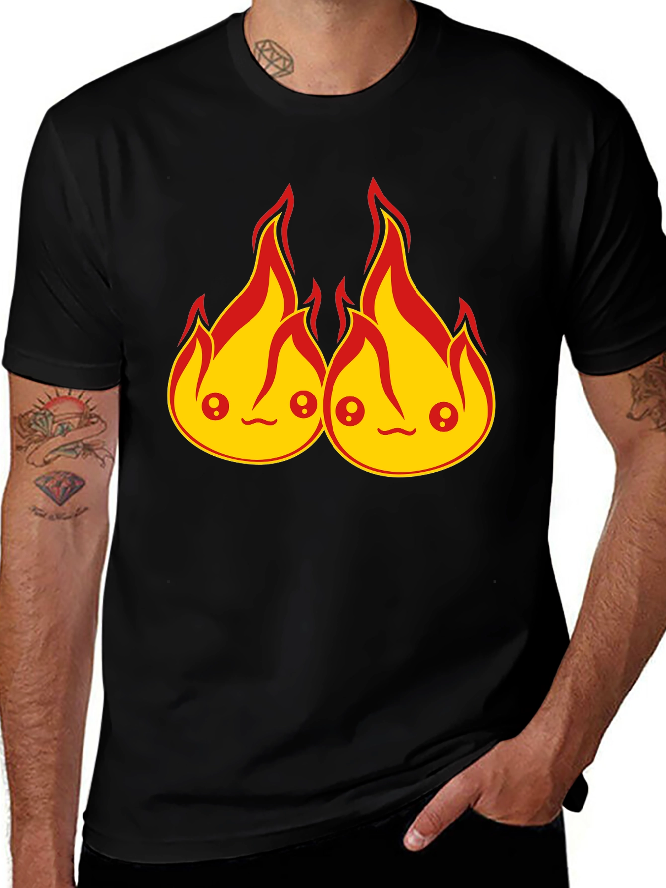 Kawaii Fire Flames Graphic T-Shirt - Cute Design