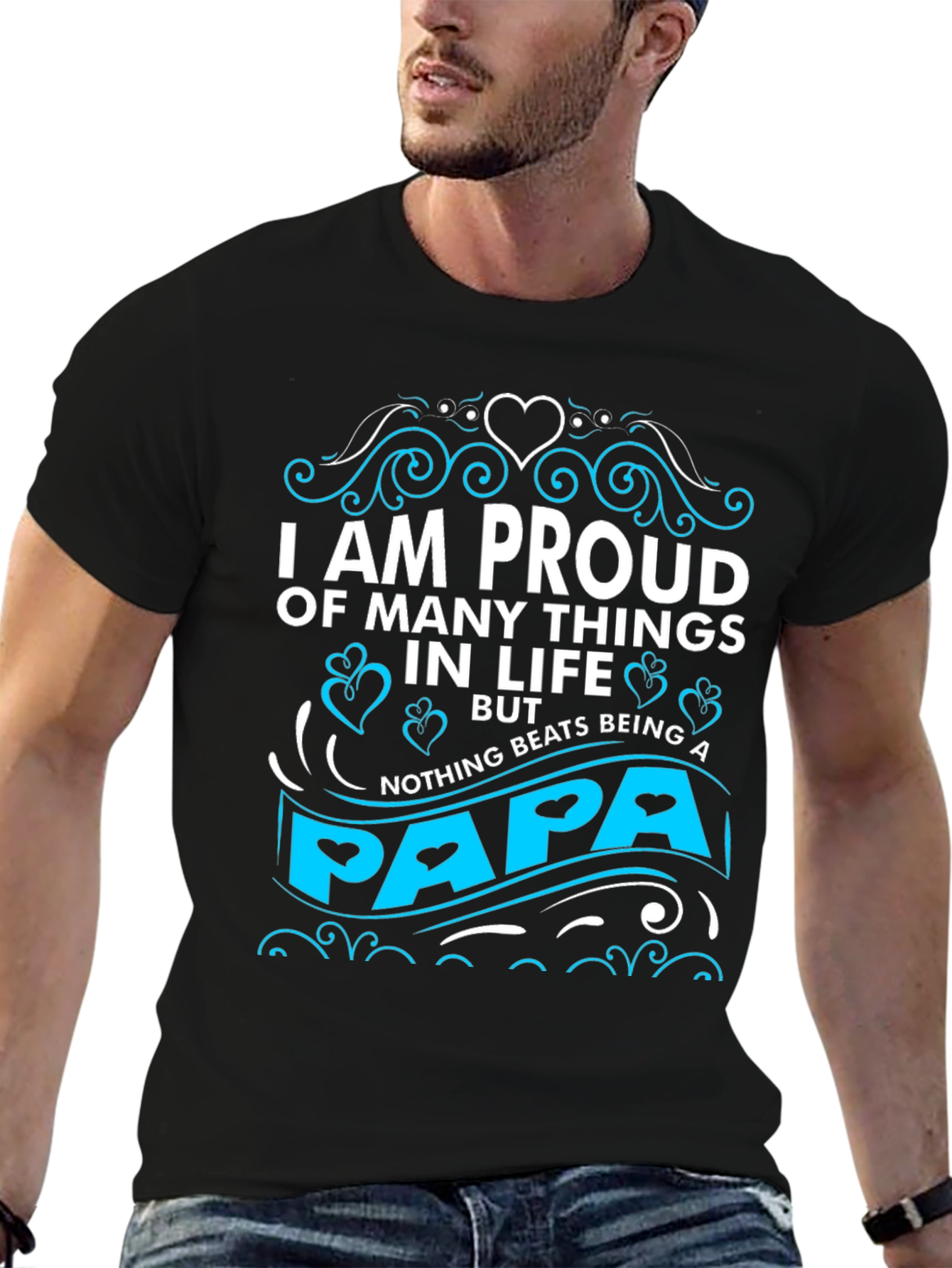Proud Papa Graphic T-Shirt - Black