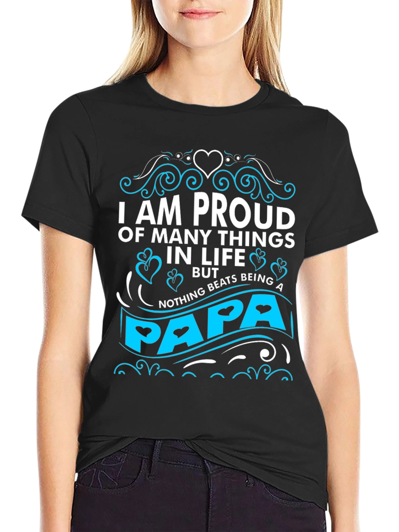 Proud Papa Graphic T-Shirt - Black