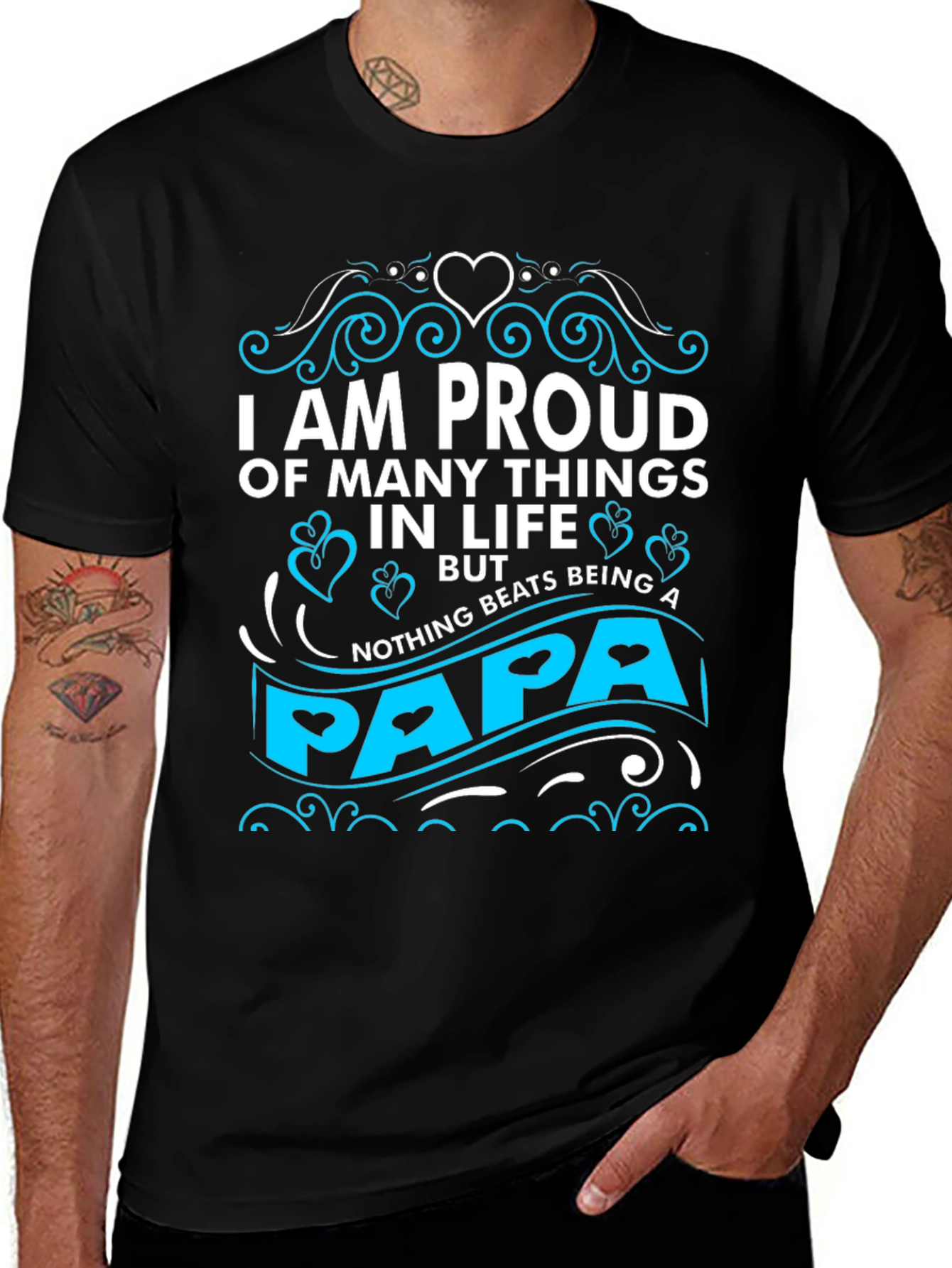 Proud Papa Graphic T-Shirt - Black