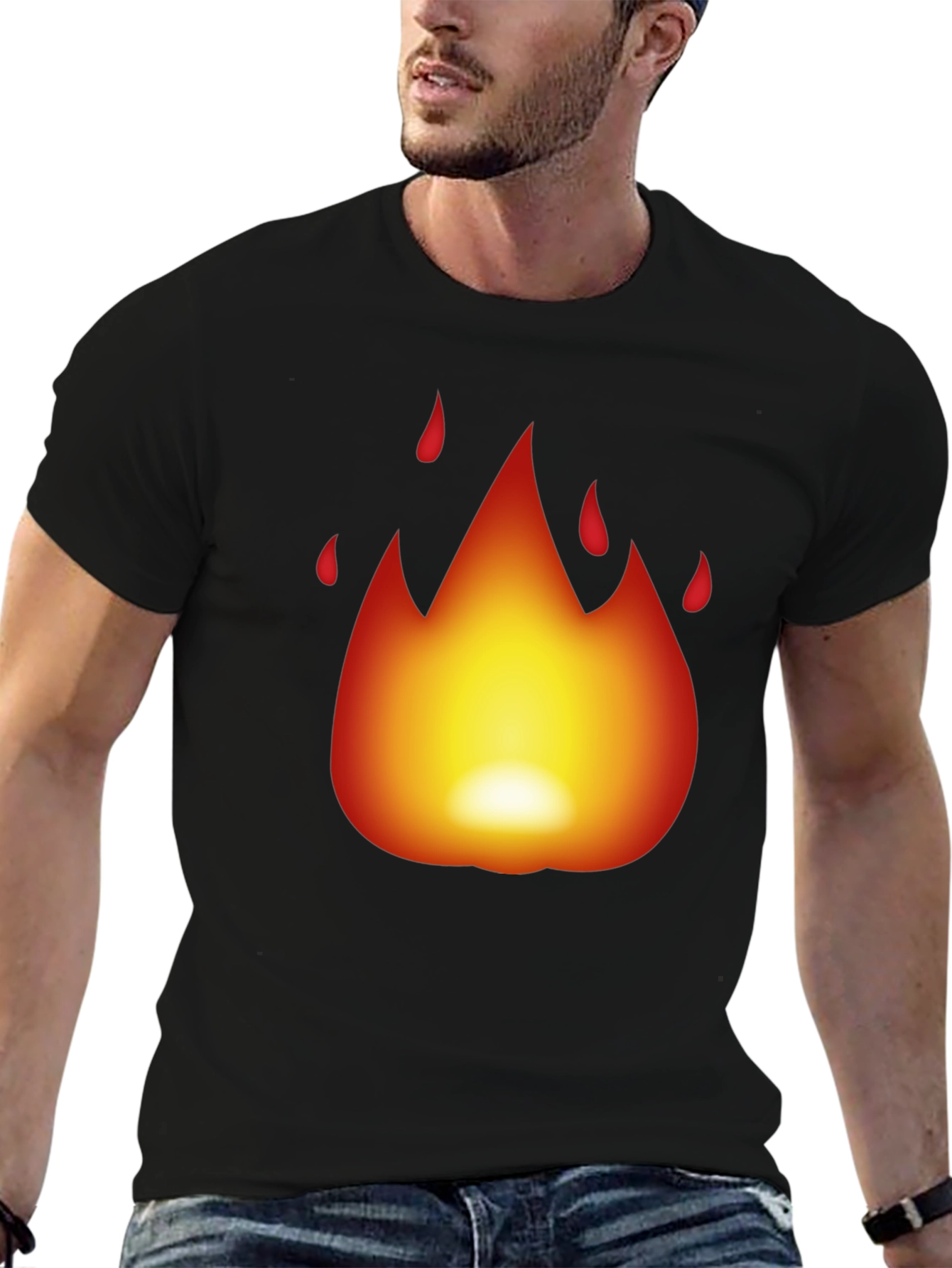 Fiery Flame Graphic Black T-Shirt