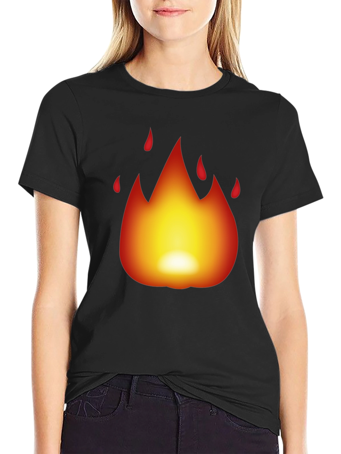 Fiery Flame Graphic Black T-Shirt