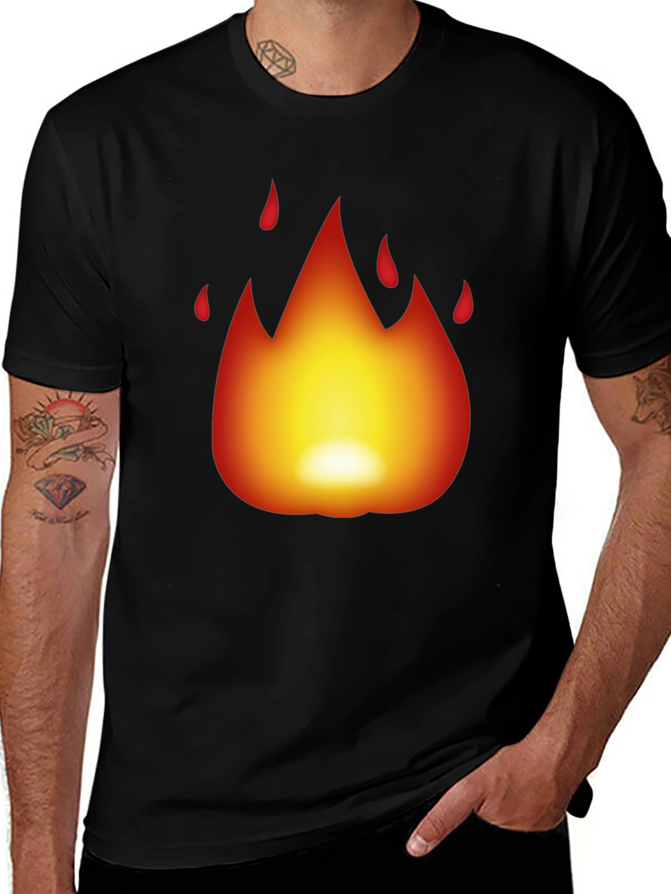 Fiery Flame Graphic Black T-Shirt