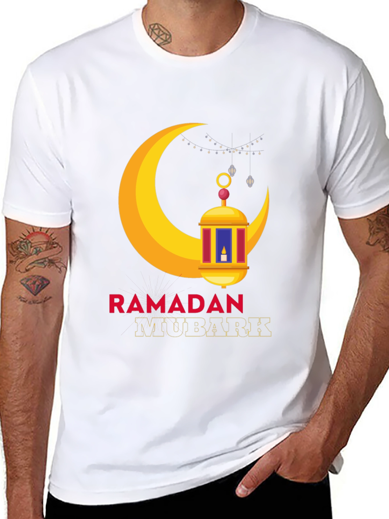 Ramadan Mubarak Graphic Tee - Festive Crescent Moon Design