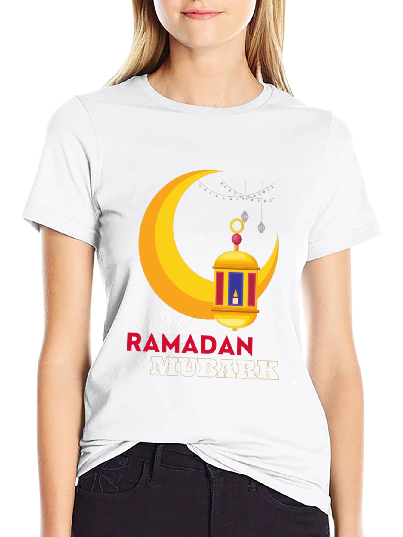 Ramadan Mubarak Graphic Tee - Festive Crescent Moon Design