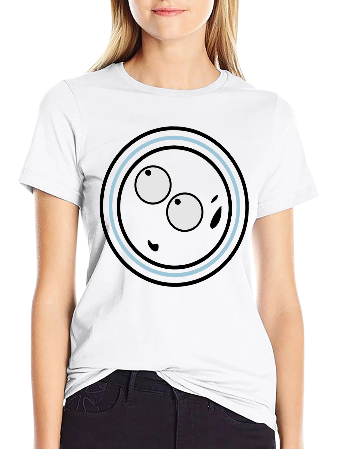 Black Funny Eye Circle Graphic T-Shirt