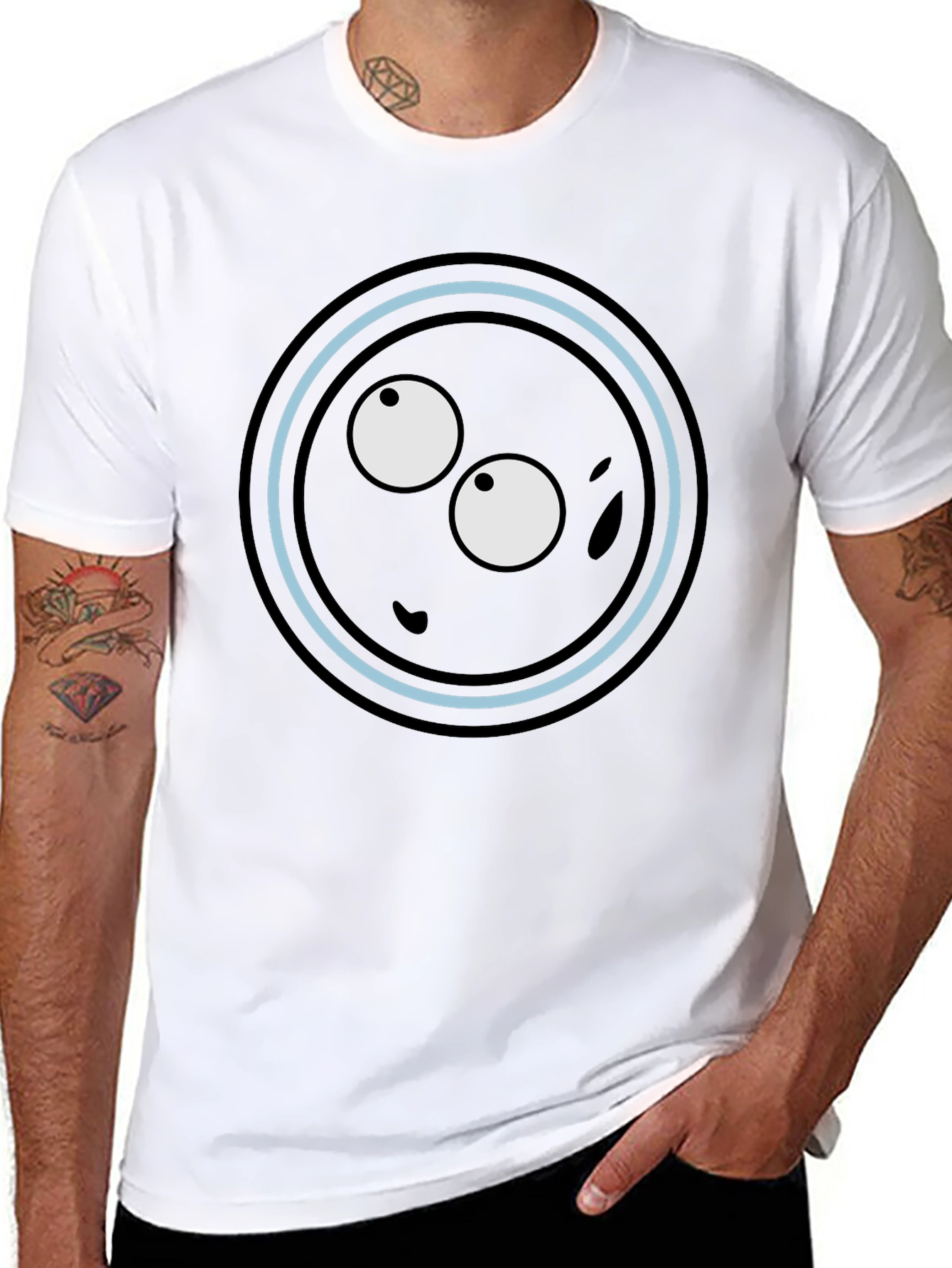 Black Funny Eye Circle Graphic T-Shirt