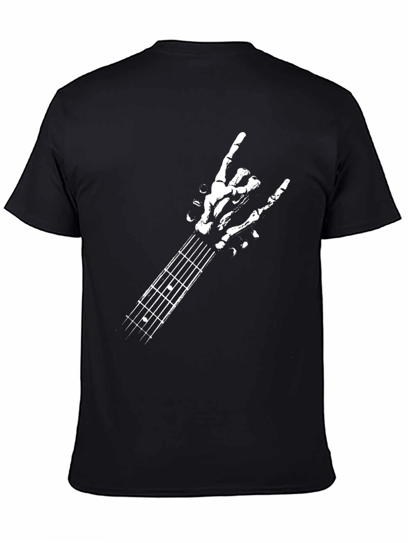 Rock On Skeleton Hand Guitar T-Shirt - Black