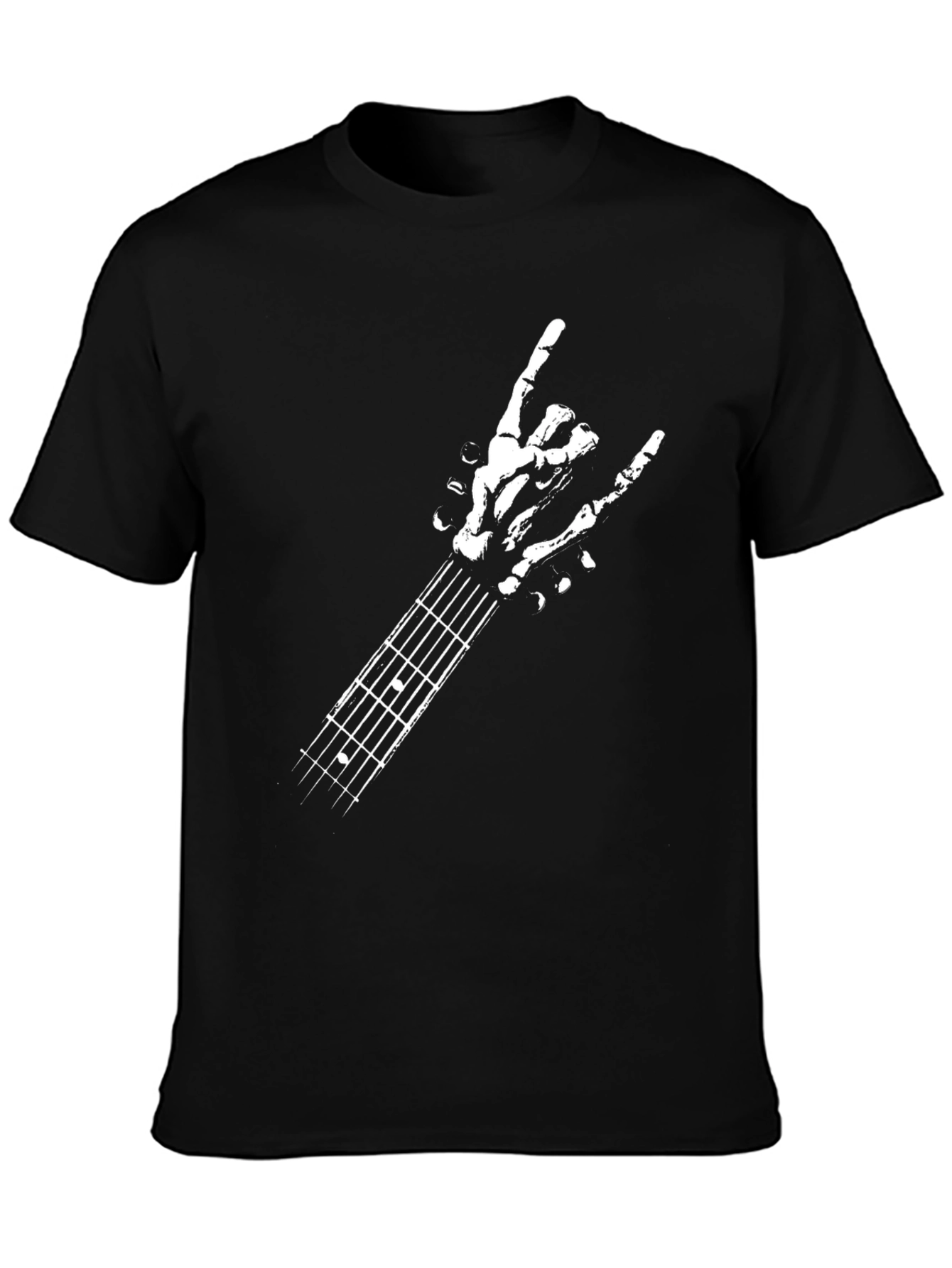 Rock On Skeleton Hand Guitar T-Shirt - Black