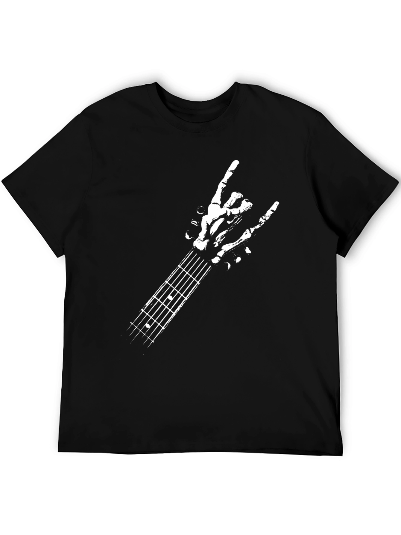 Rock On Skeleton Hand Guitar T-Shirt - Black