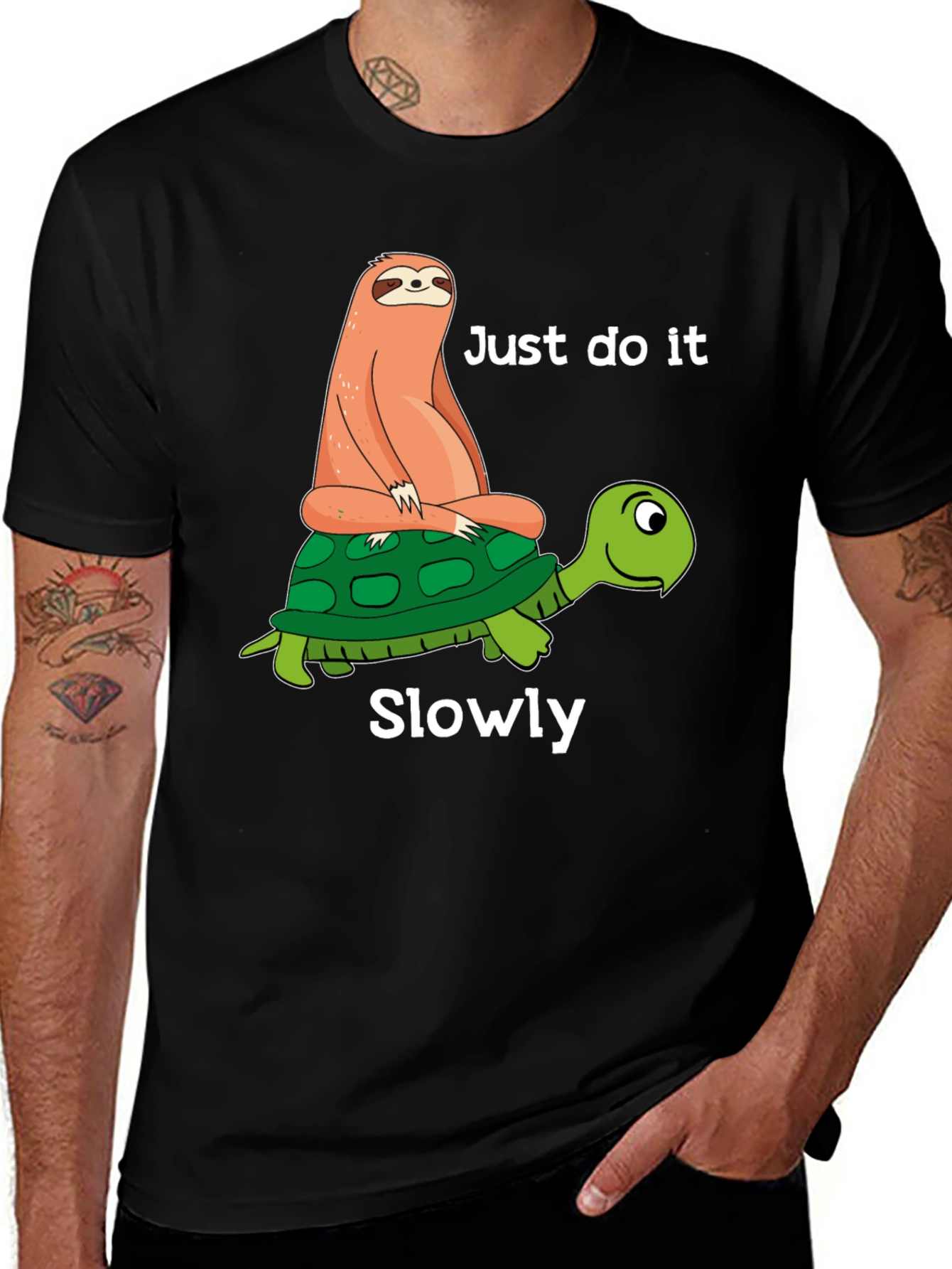 Sloth Riding Turtle T-Shirt - Just Do It Slowly
