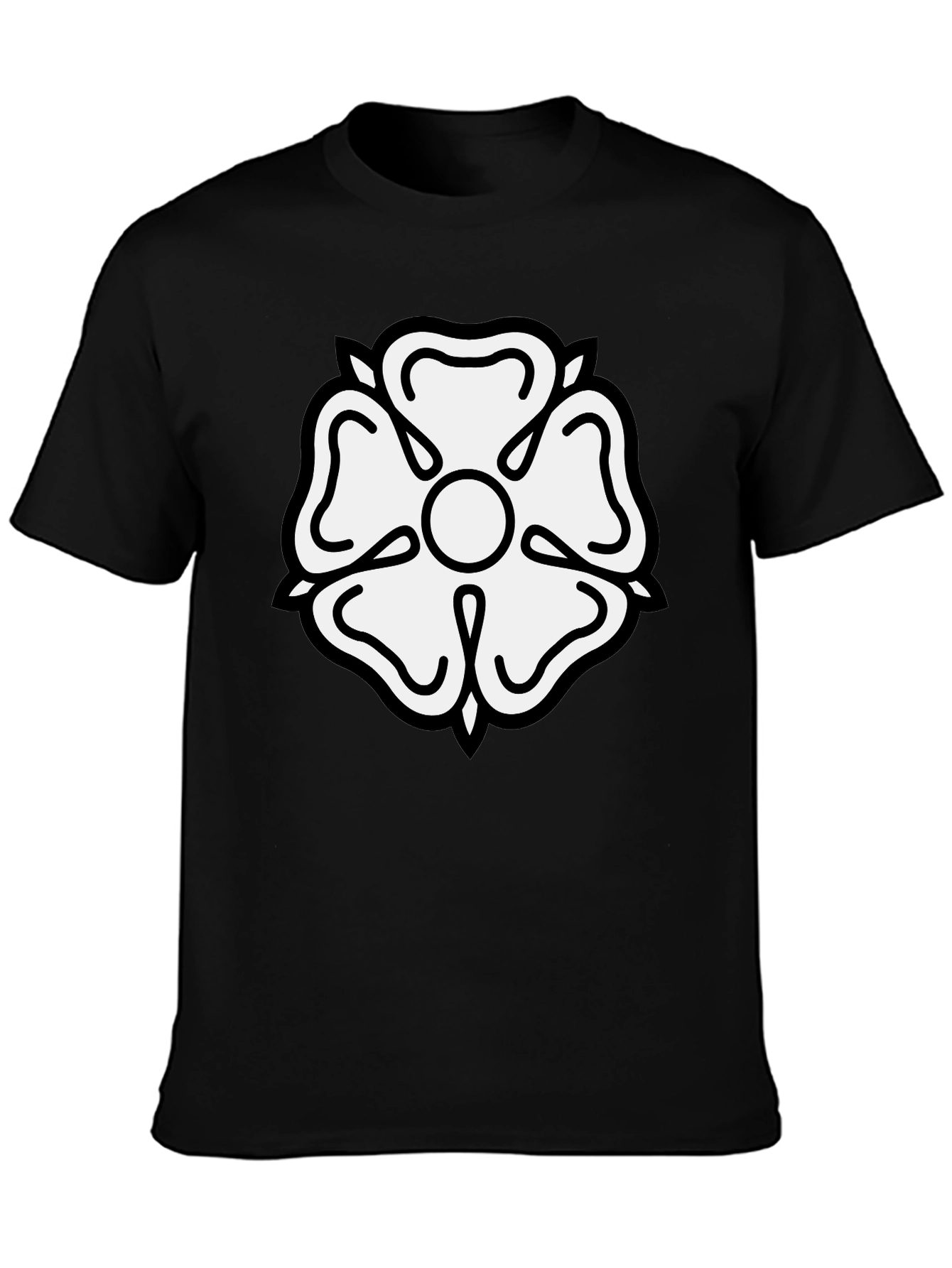 Black T-Shirt with White Tudor Rose Emblem