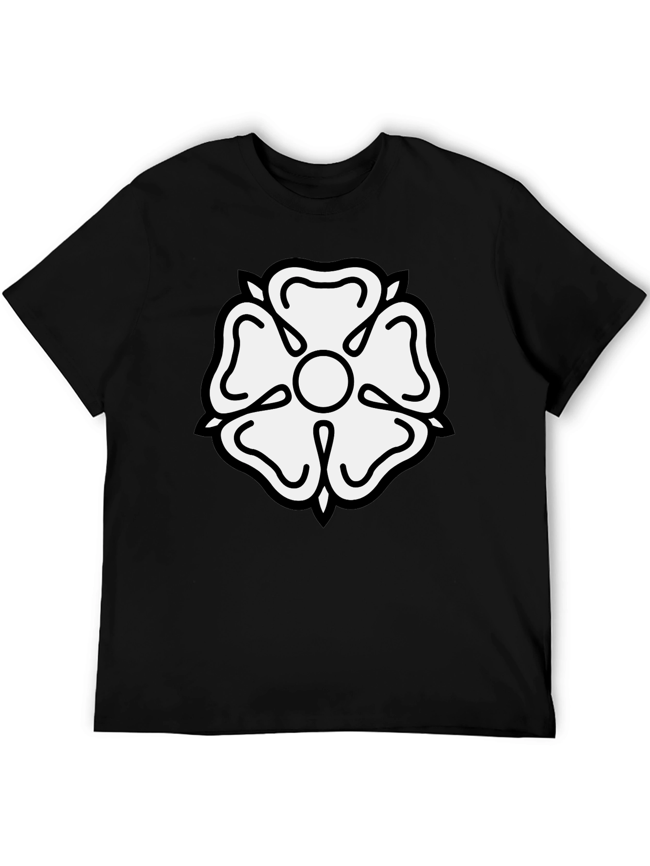 Black T-Shirt with White Tudor Rose Emblem