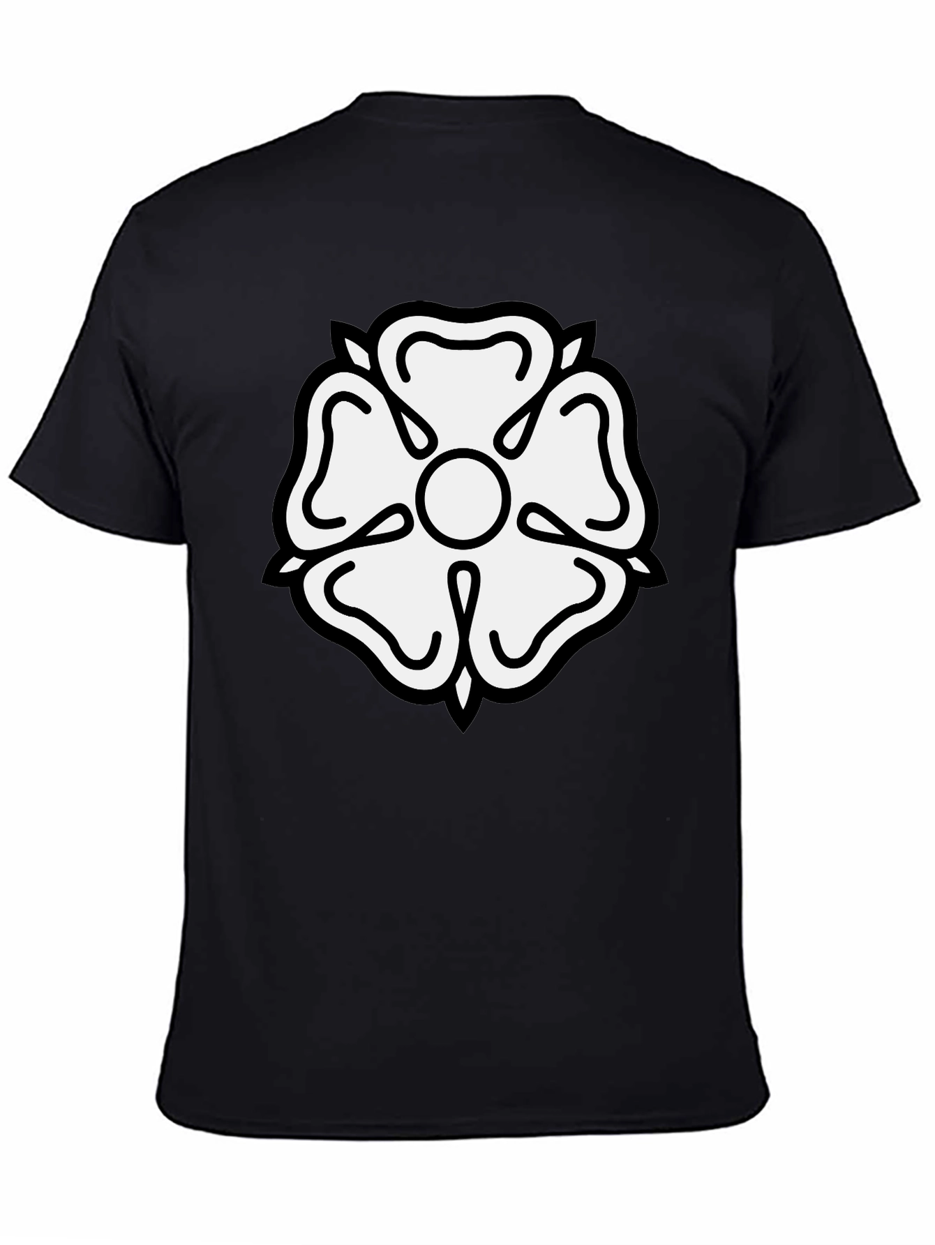 Black T-Shirt with White Tudor Rose Emblem