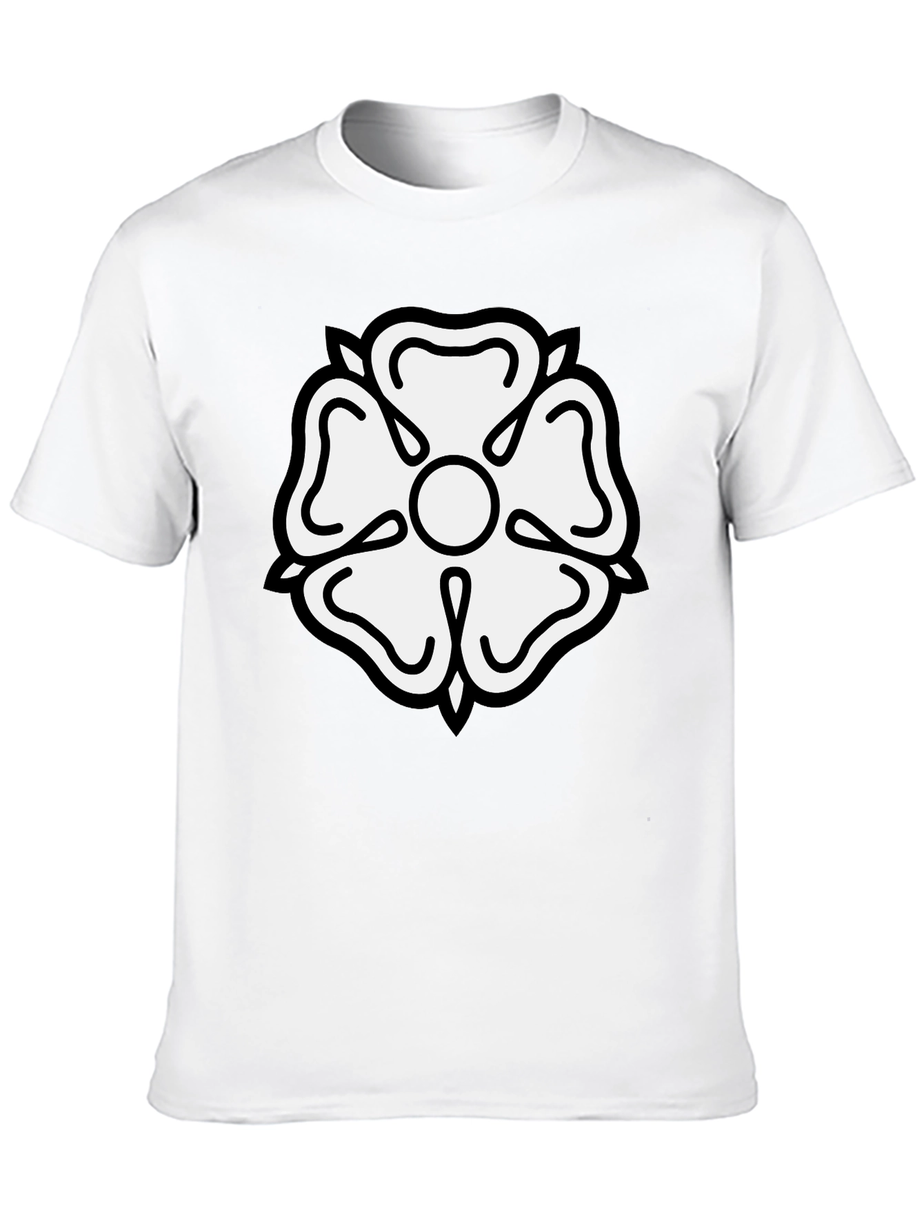 Black T-Shirt with White Tudor Rose Emblem
