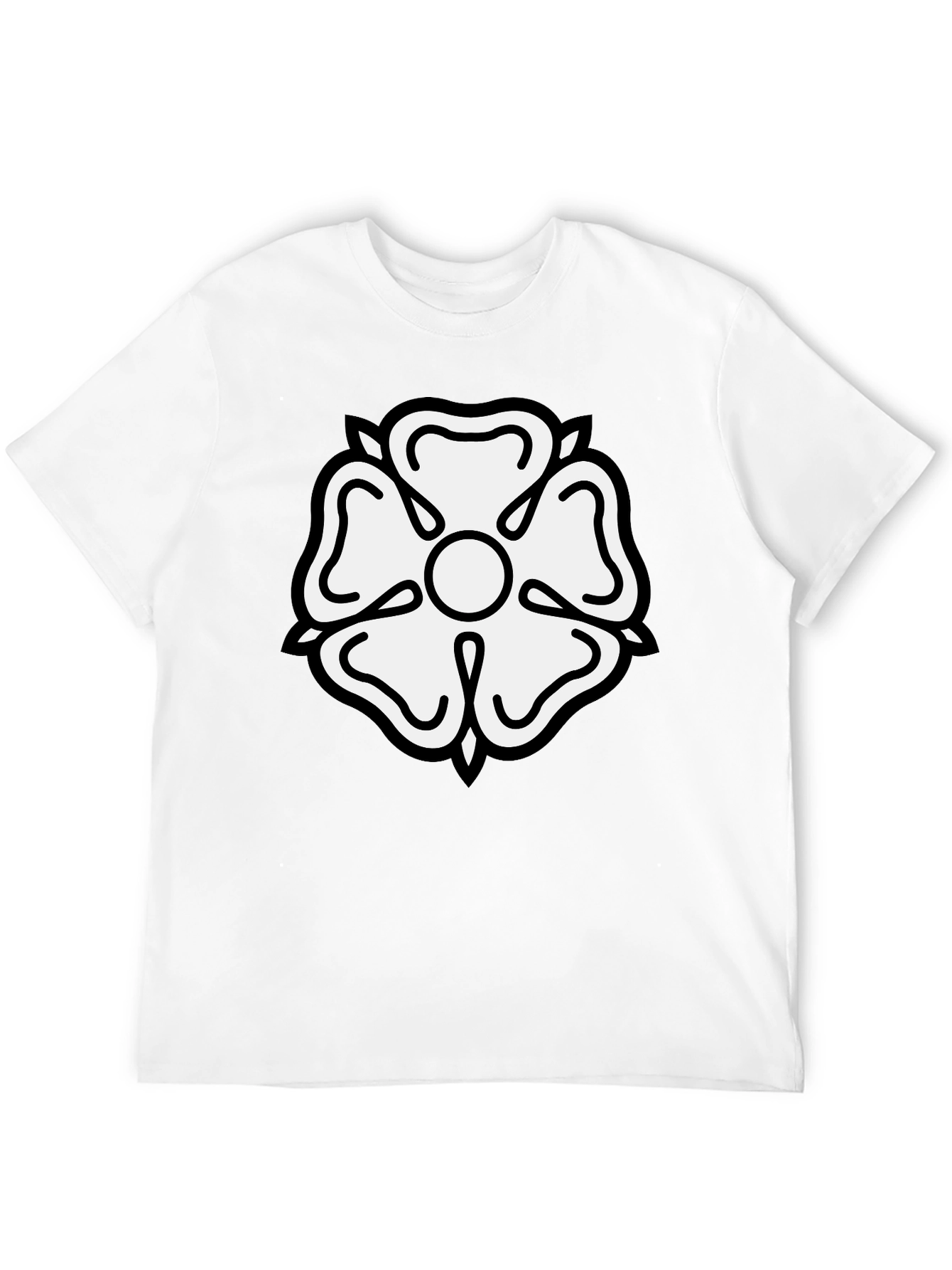 Black T-Shirt with White Tudor Rose Emblem