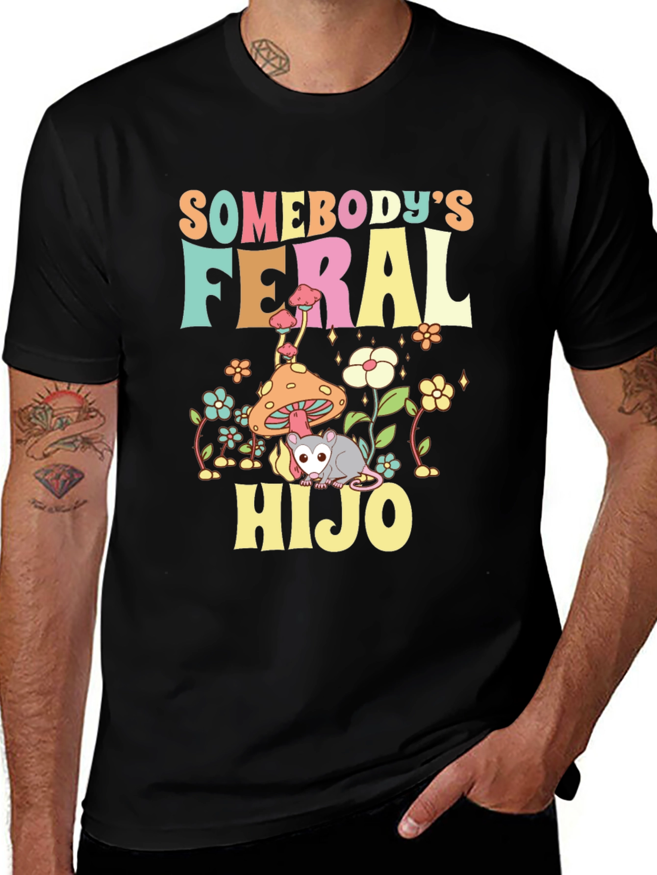 Feral Hijo T-Shirt - Cute Opossum Design