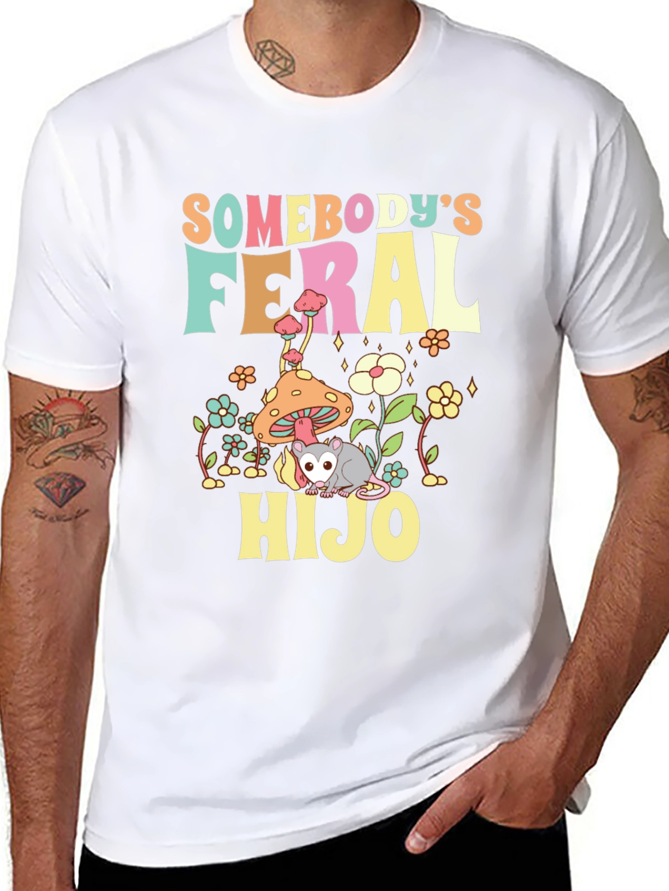 Feral Hijo T-Shirt - Cute Opossum Design