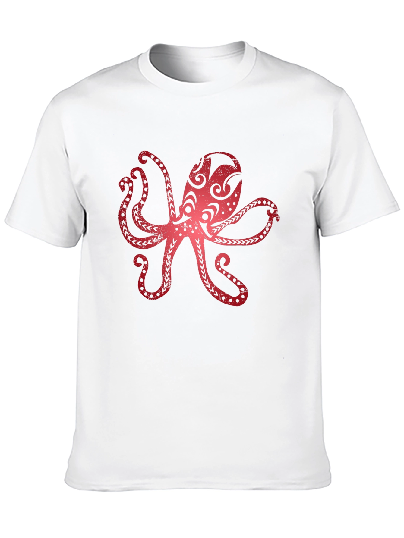 Red Octopus Graphic Black T-Shirt