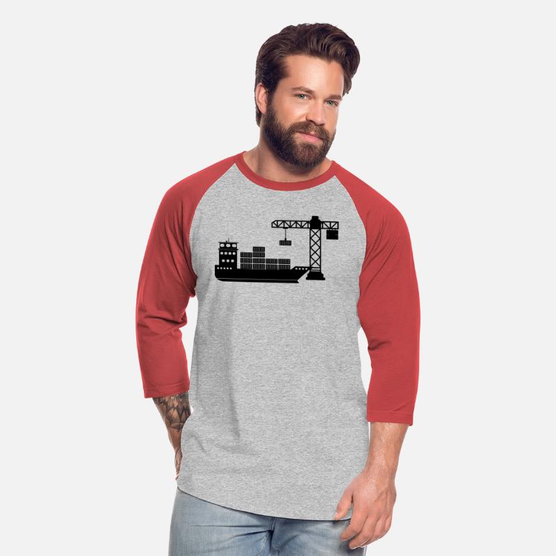 Unloading sea container boat with crane
